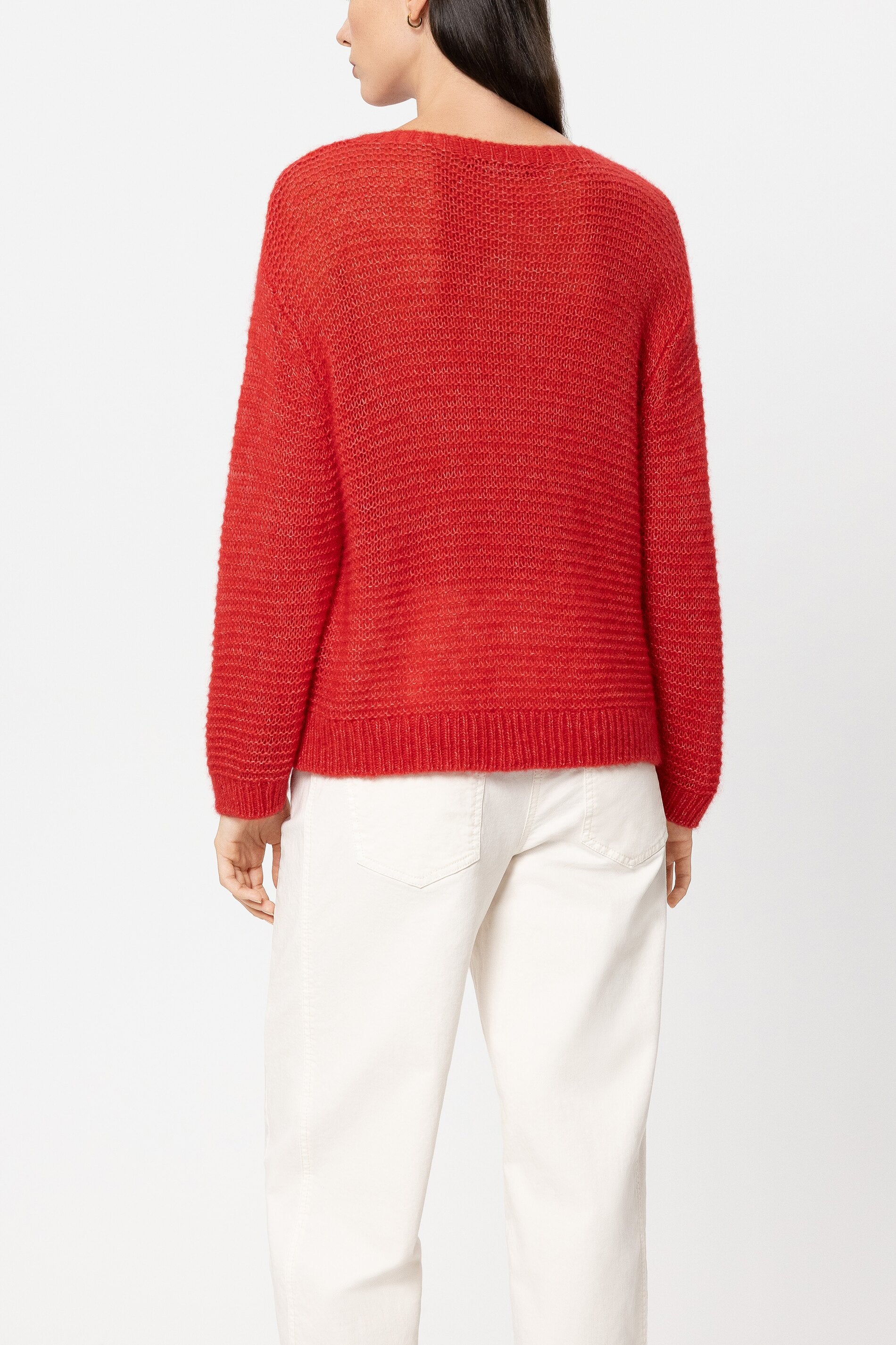 Pullover in Links-Struktur - cherry red - Standard | Model Rück