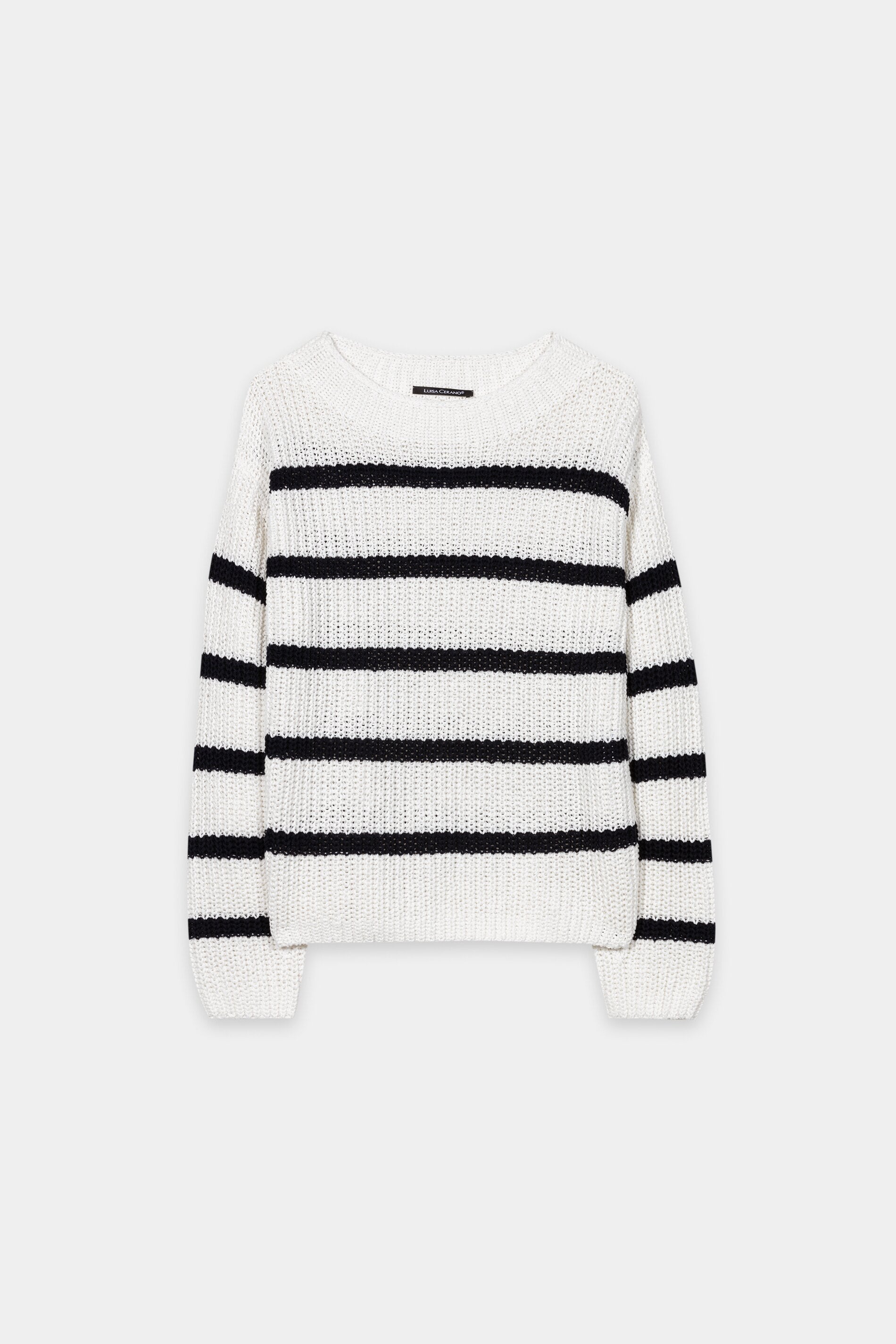 Ringel-Pullover aus Leinen-Mix - cream / navy - Standard | Artikel Front