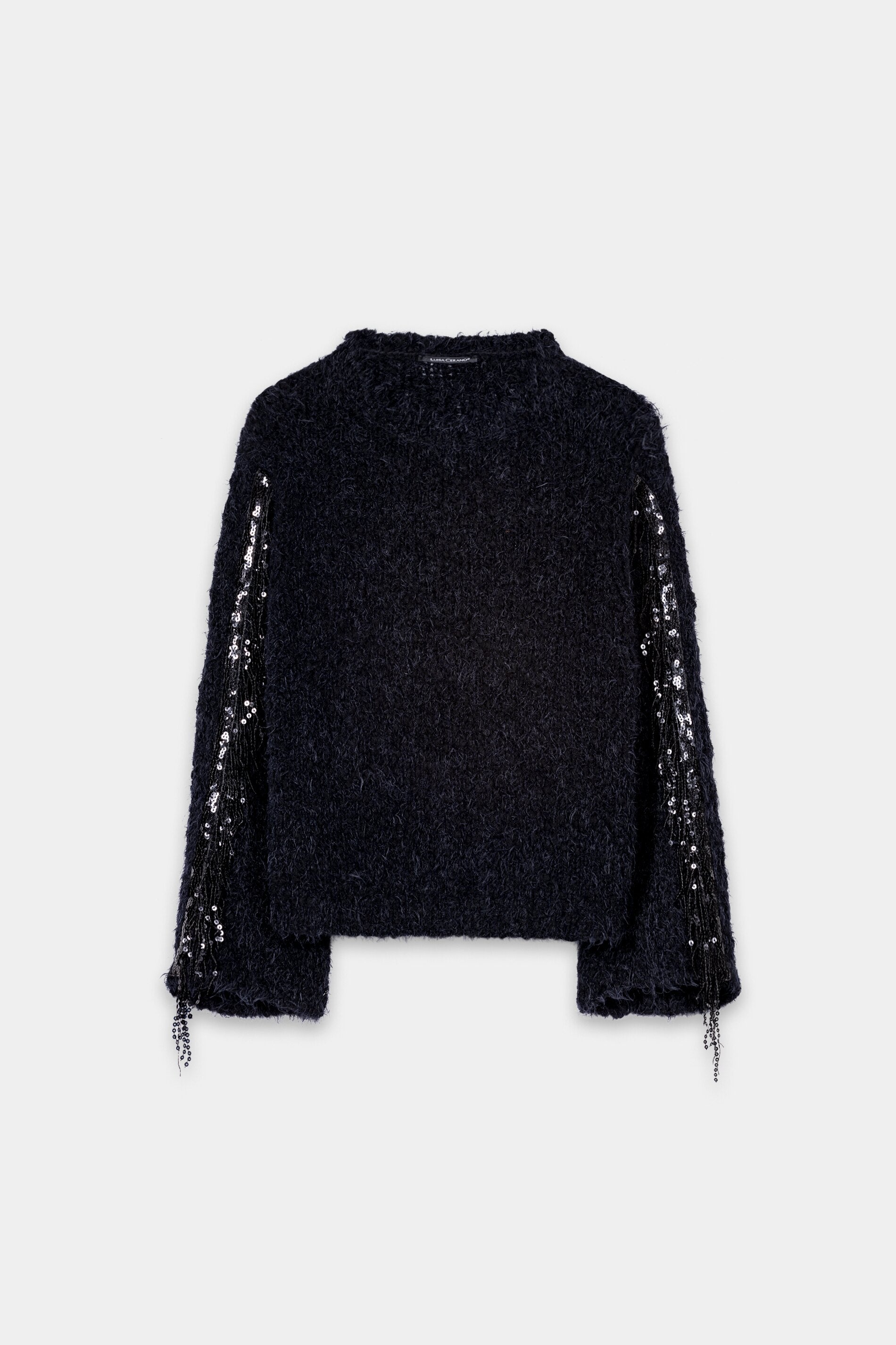 Pullover mit Statement-Fransen - black - Standard | Artikel Front