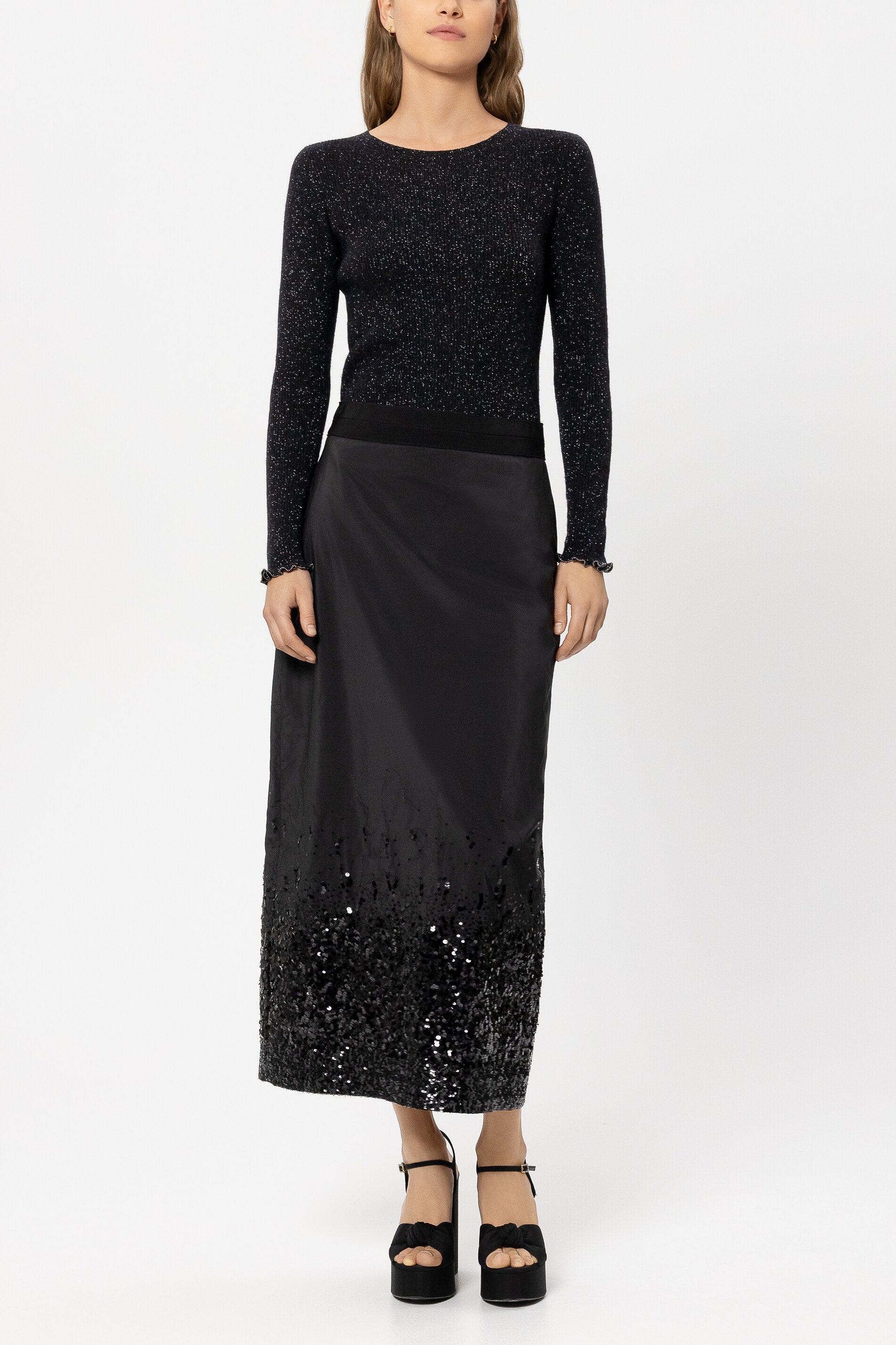 Pullover mit Effektgarn - black - Standard | Model Front