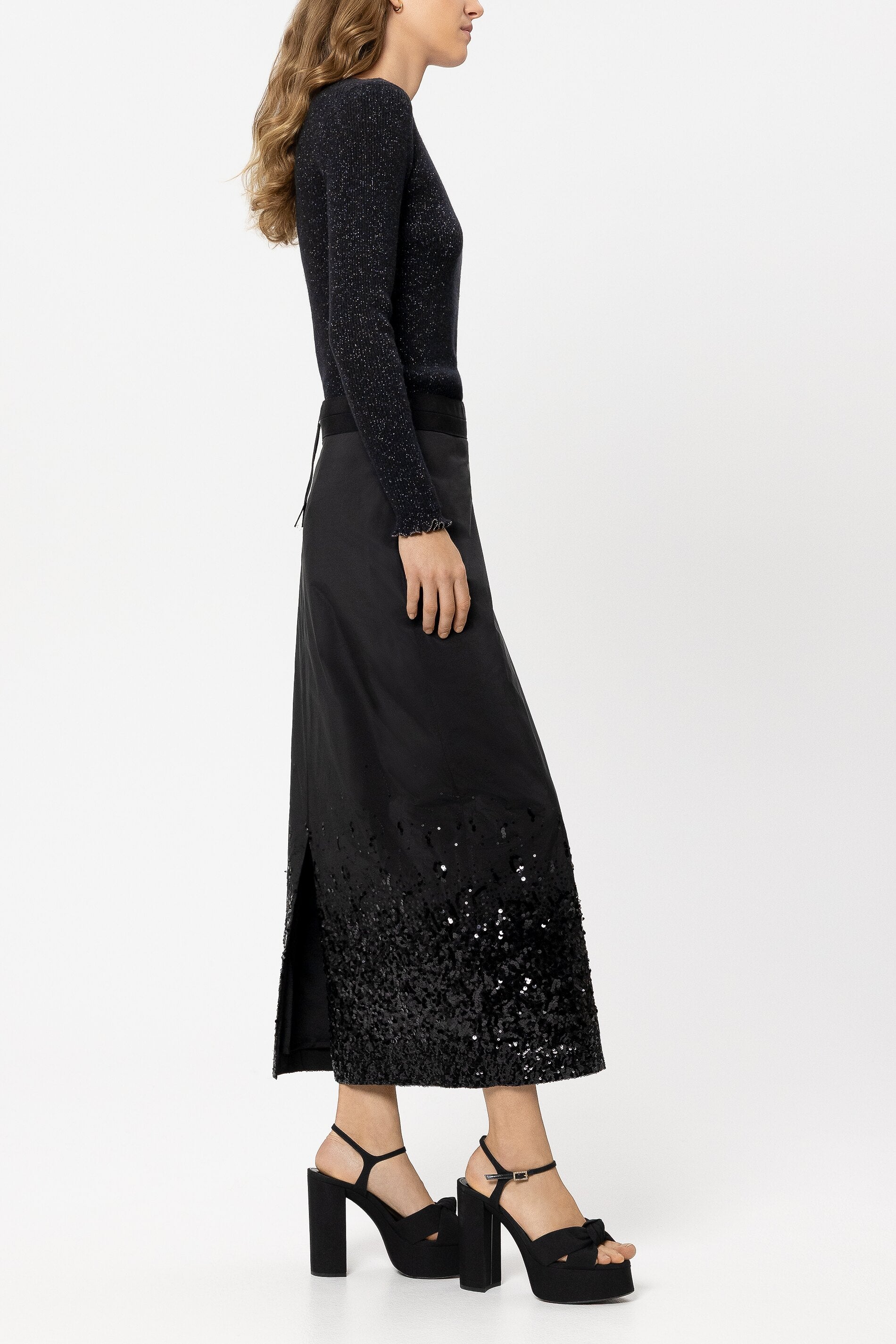 Pullover mit Effektgarn - black - Standard | Model Seite