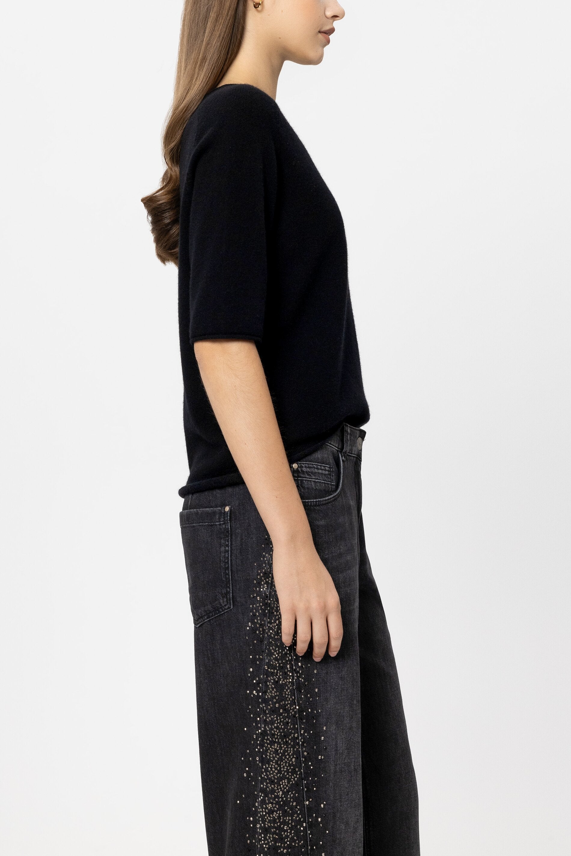 Pullover aus Kaschmir-Mix - pure black - Standard | Model Seite