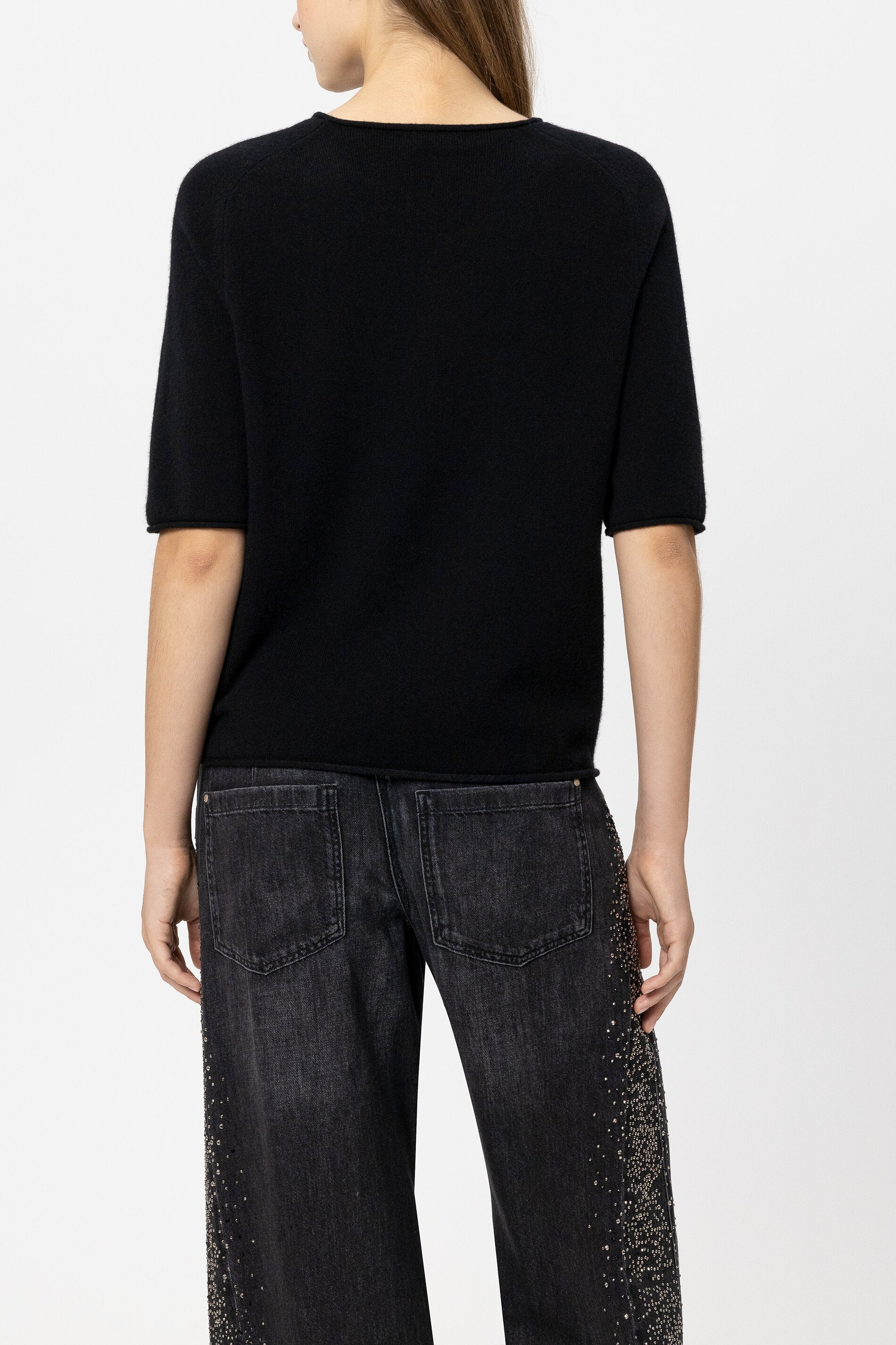 Pullover aus Kaschmir-Mix - pure black - Standard | Model Rück