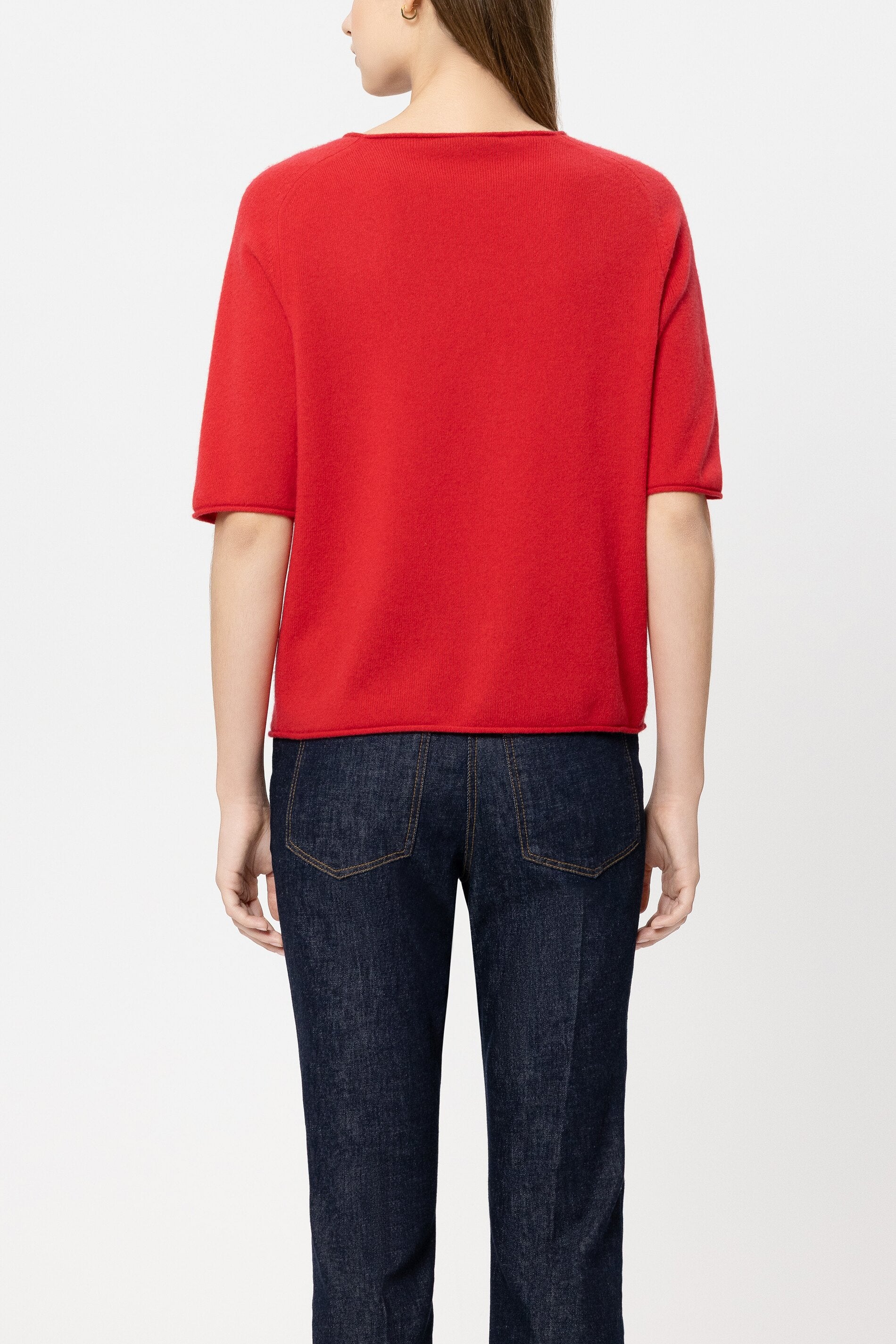 Pullover aus Kaschmir-Mix - cherry red - Standard | Model Rück