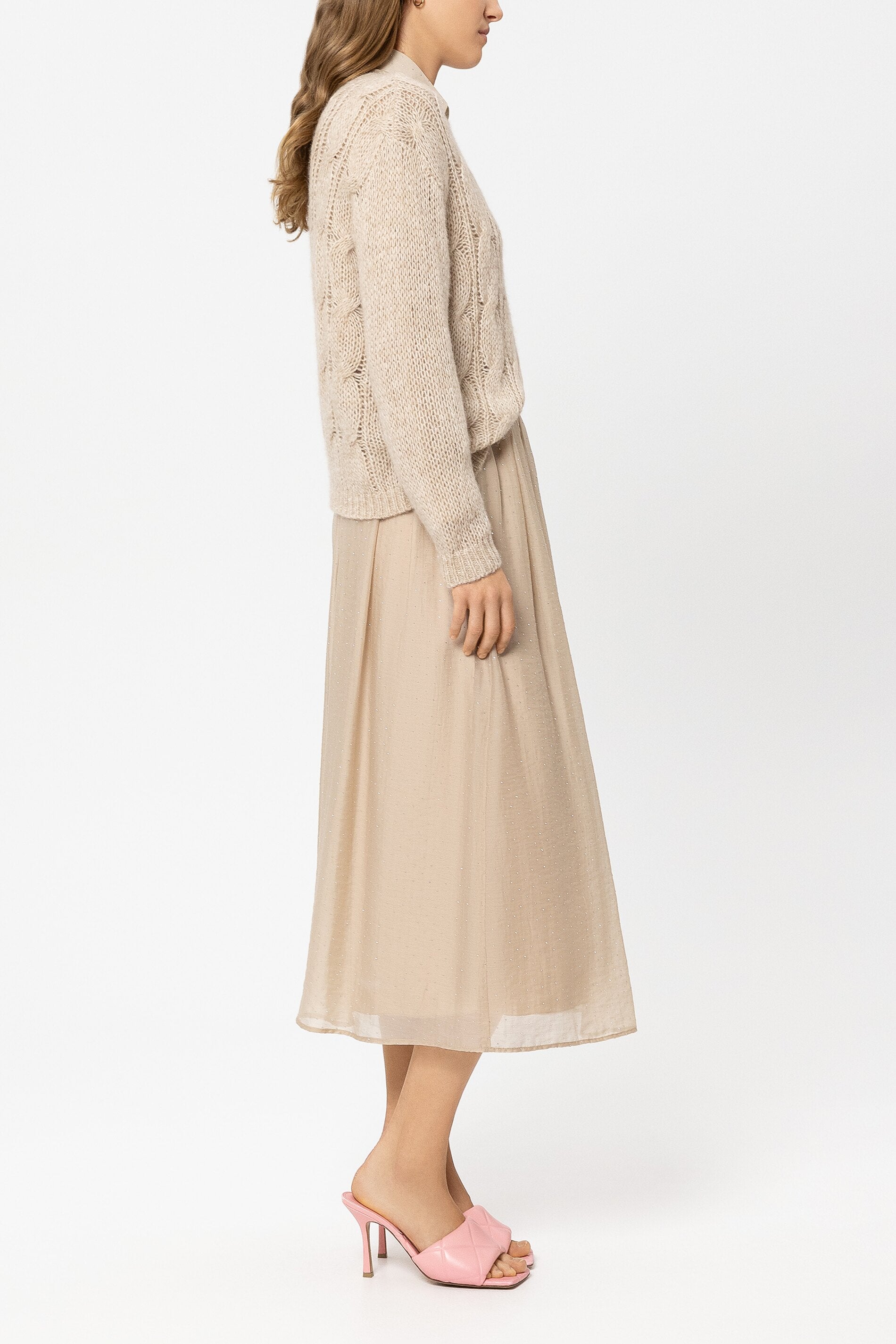 Cable-Knit-Pullover - soft camel - Standard | Model Seite