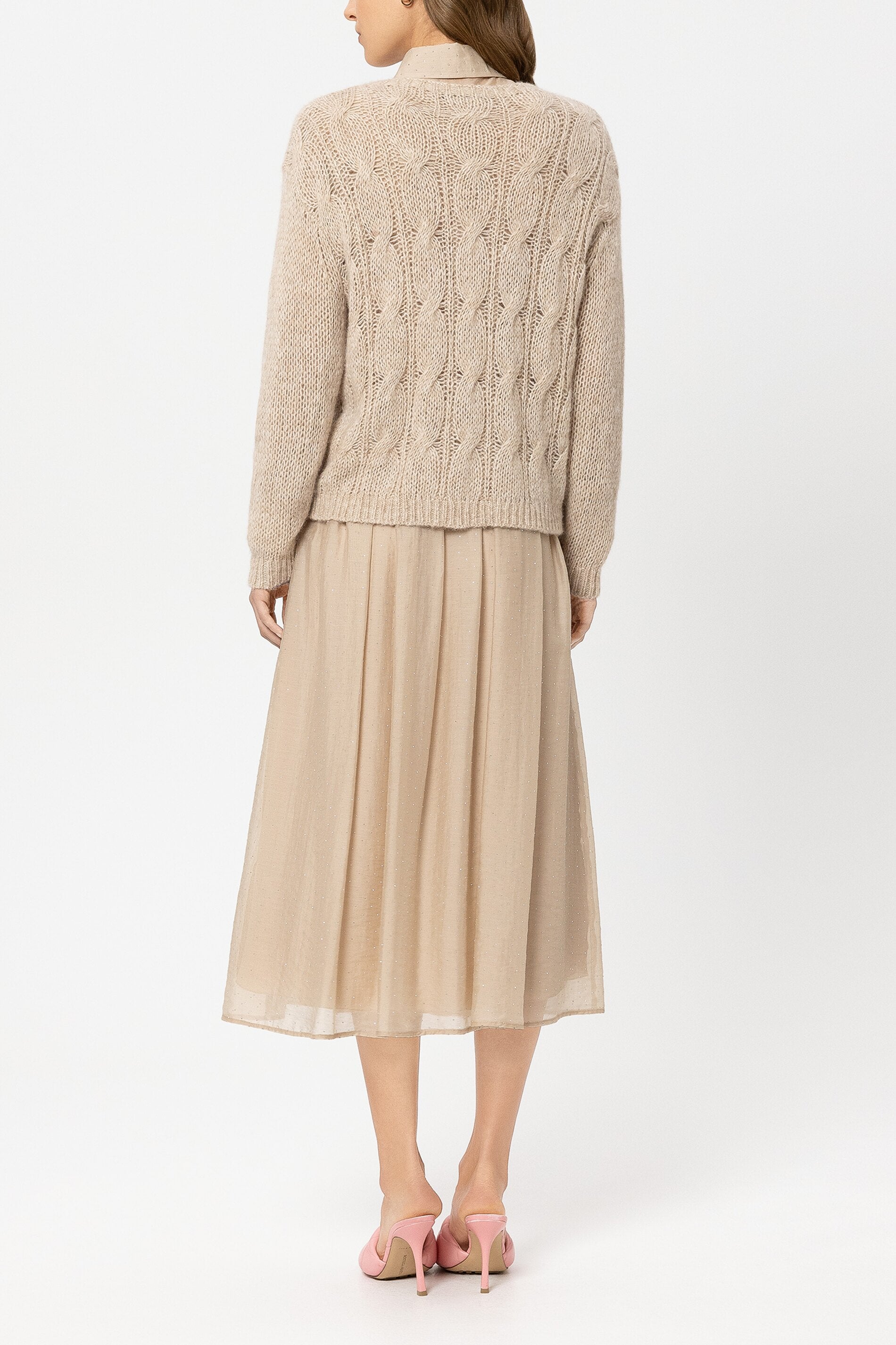 Cable-Knit-Pullover - soft camel - Standard | Model Rück