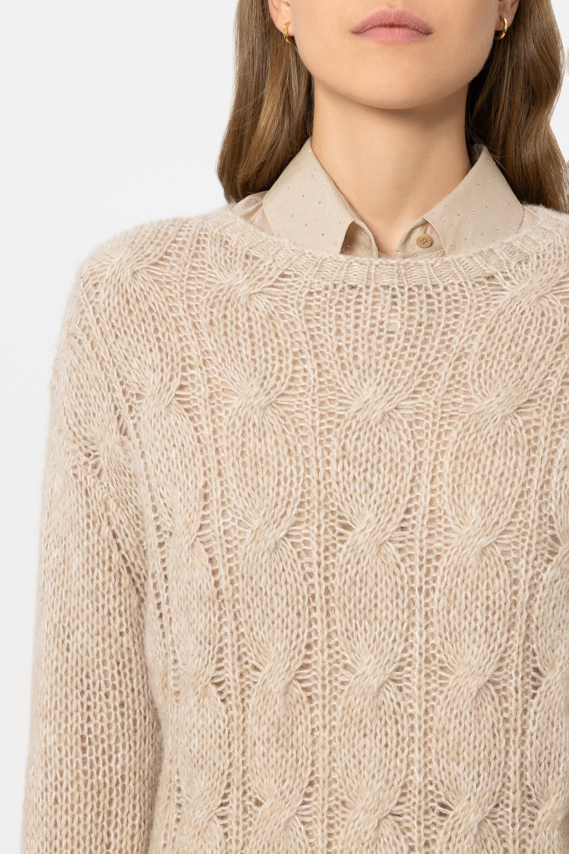 Cable-Knit-Pullover - soft camel - Standard | Model Detail