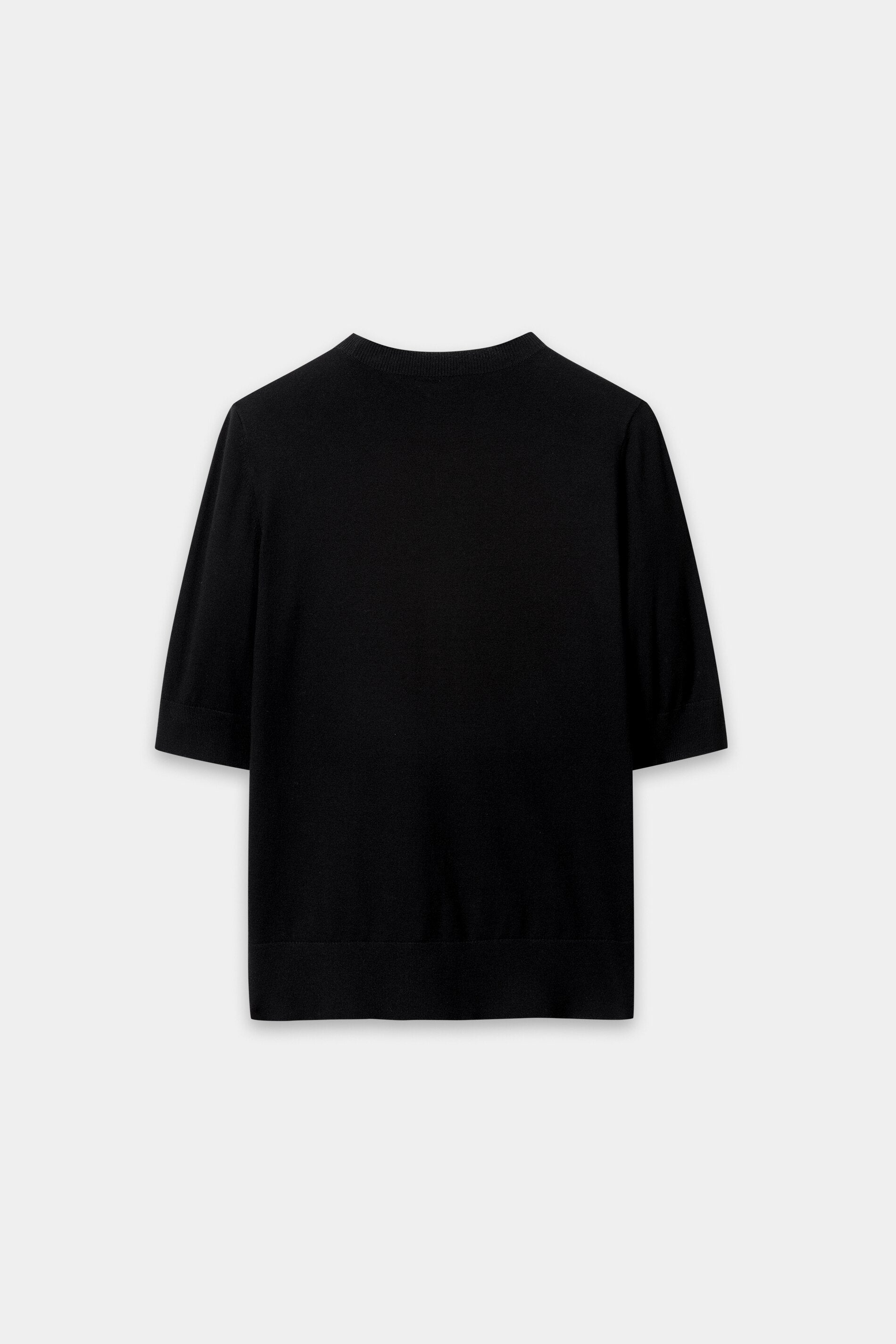 Halbarm-Feinstrick-Pullover - pure black - Standard | Artikel Rück