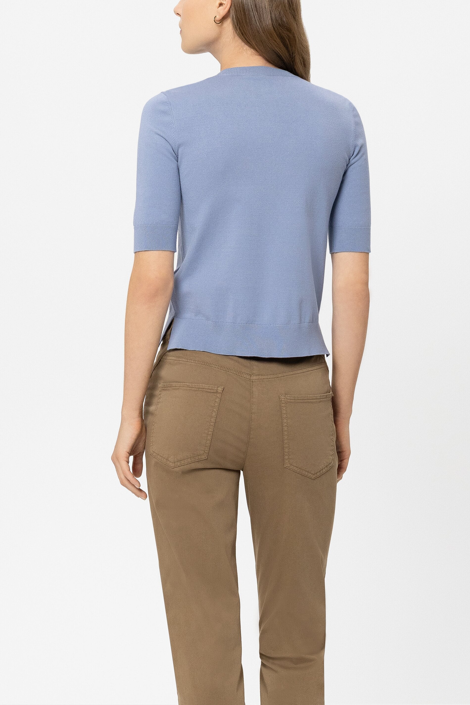 Halbarm-Feinstrick-Pullover - casual blue - Standard | Model Rück