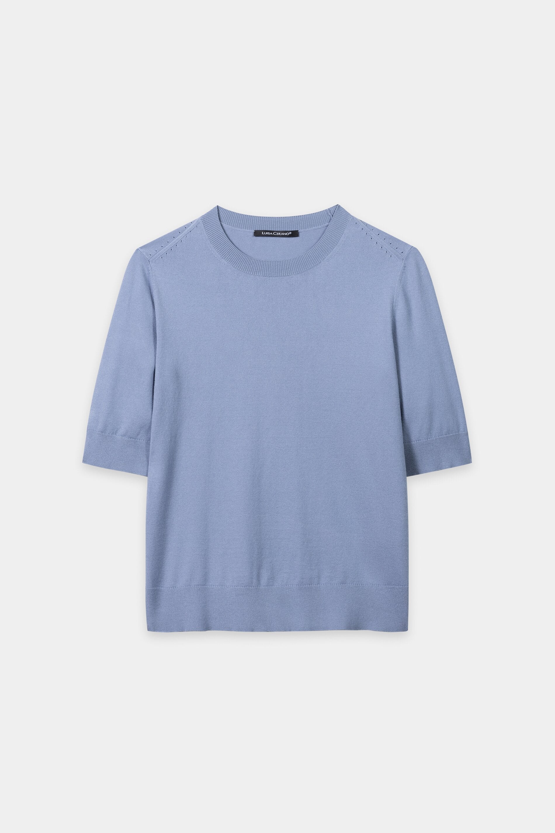 Halbarm-Feinstrick-Pullover - casual blue - Standard | Artikel Front