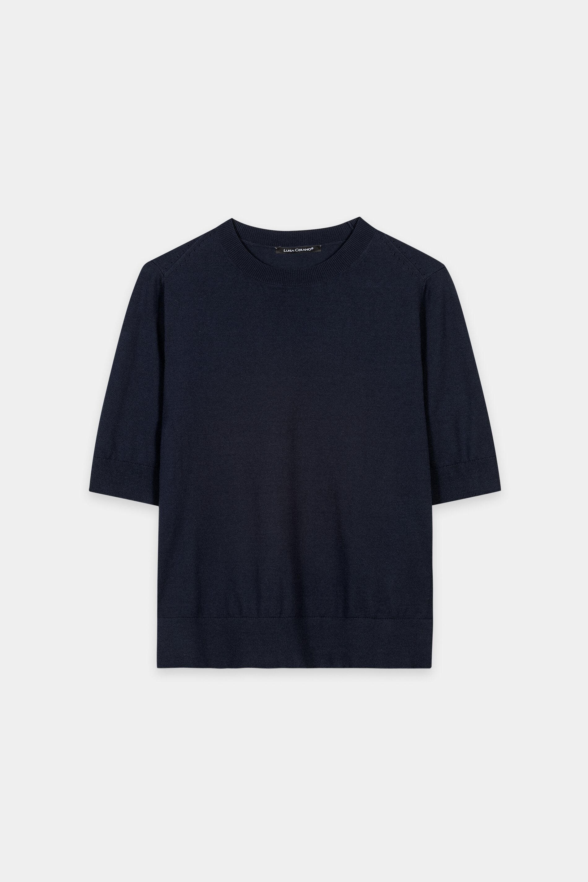 Halbarm-Feinstrick-Pullover - navy blue - Standard | Artikel Front