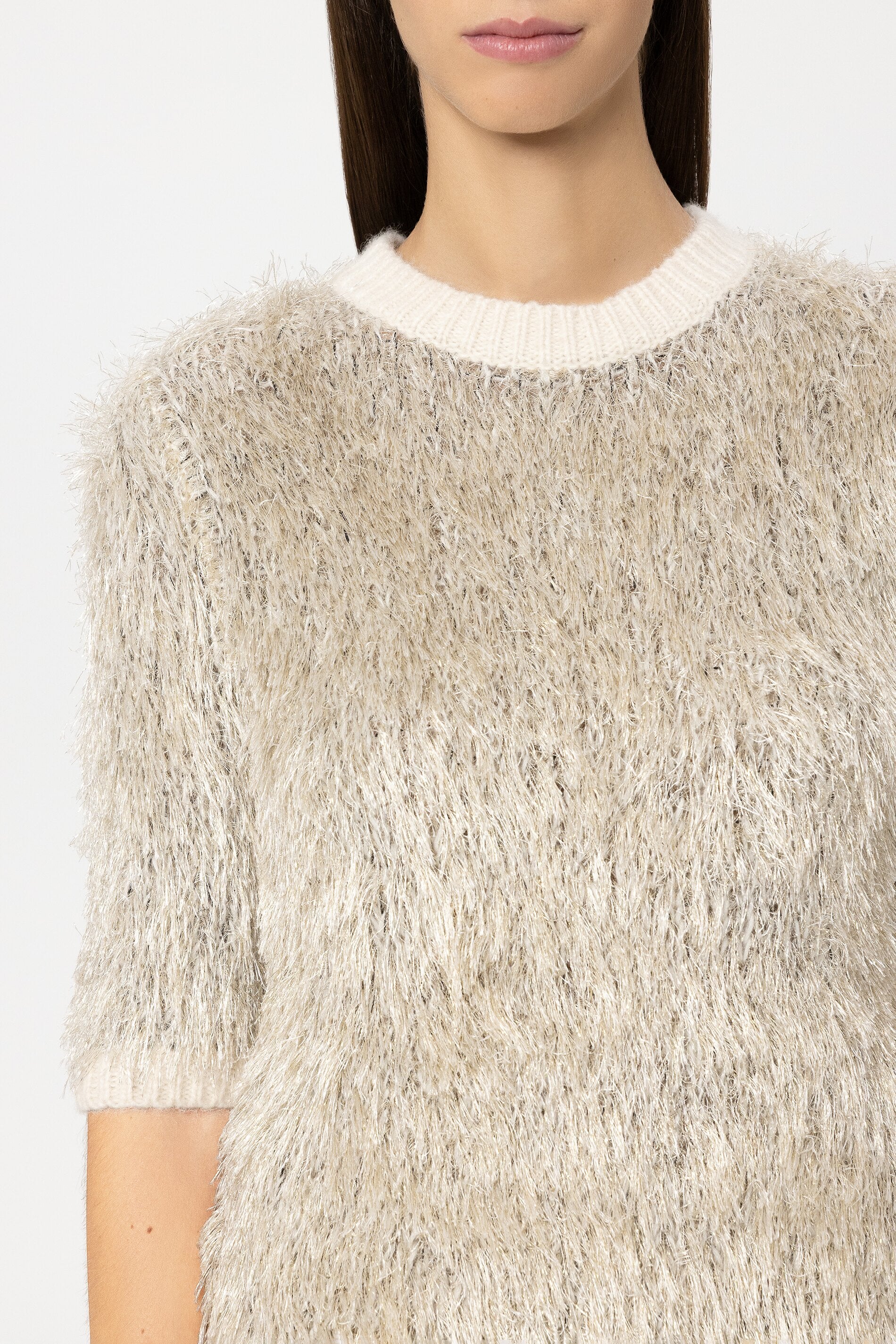 Pullover in Fell-Optik - cream - Standard | Model Detail
