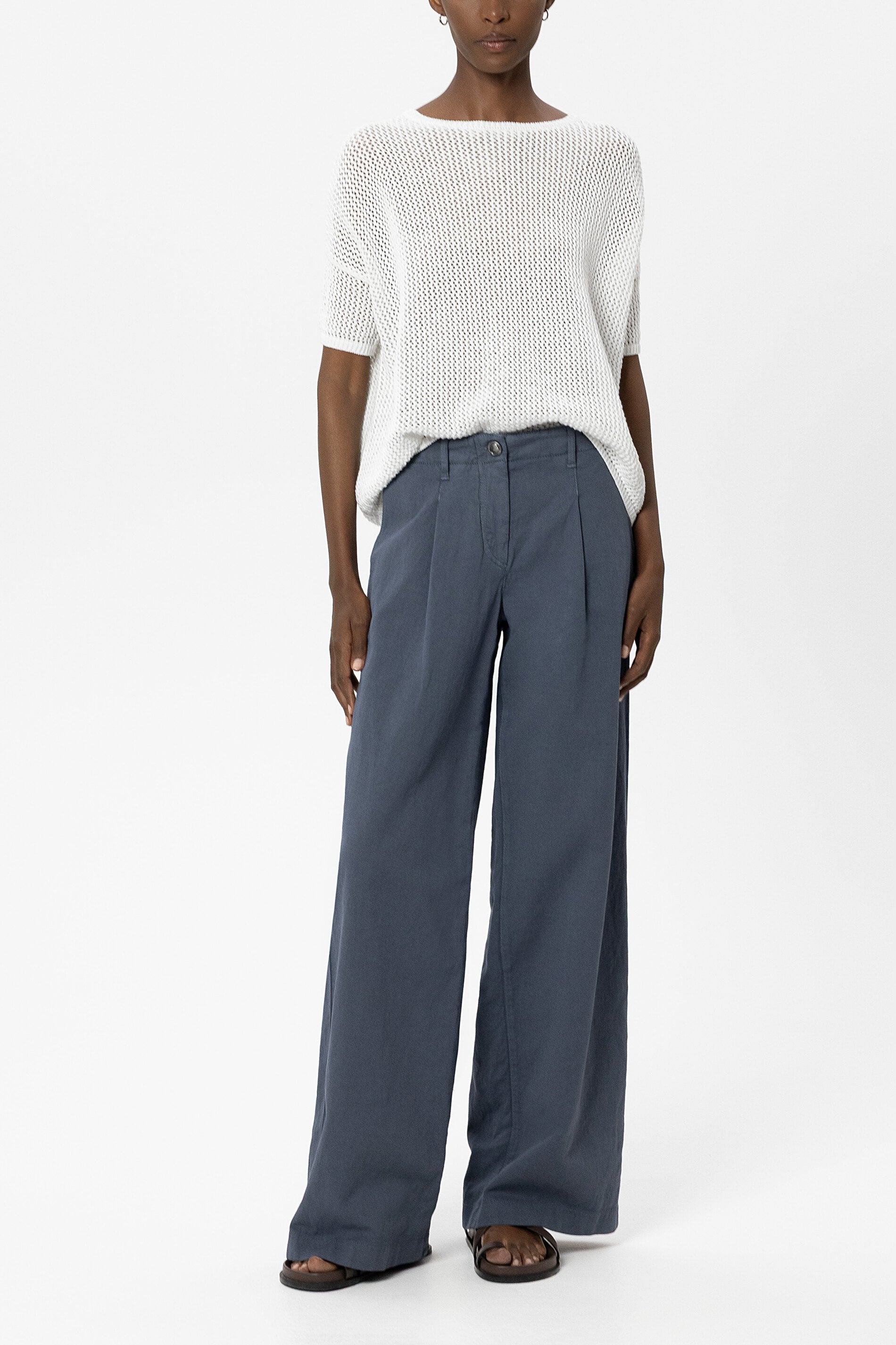 Pullover aus Leinen-Mix - white - Standard | Model Front