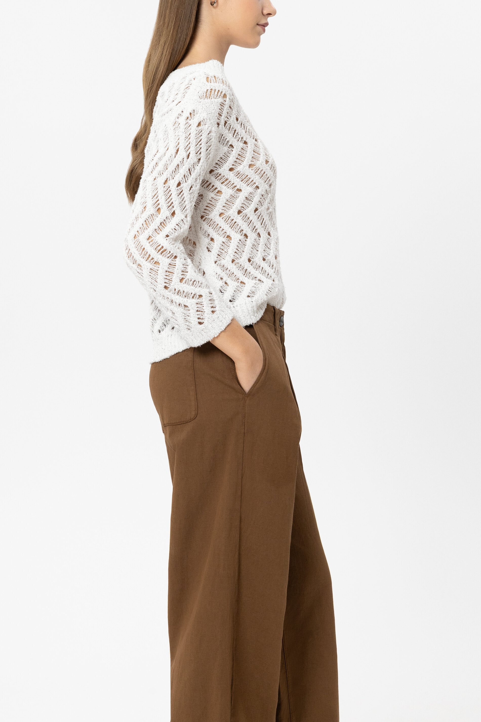 Pailletten-Netzstrick-Pullover - white - Standard | Model Seite