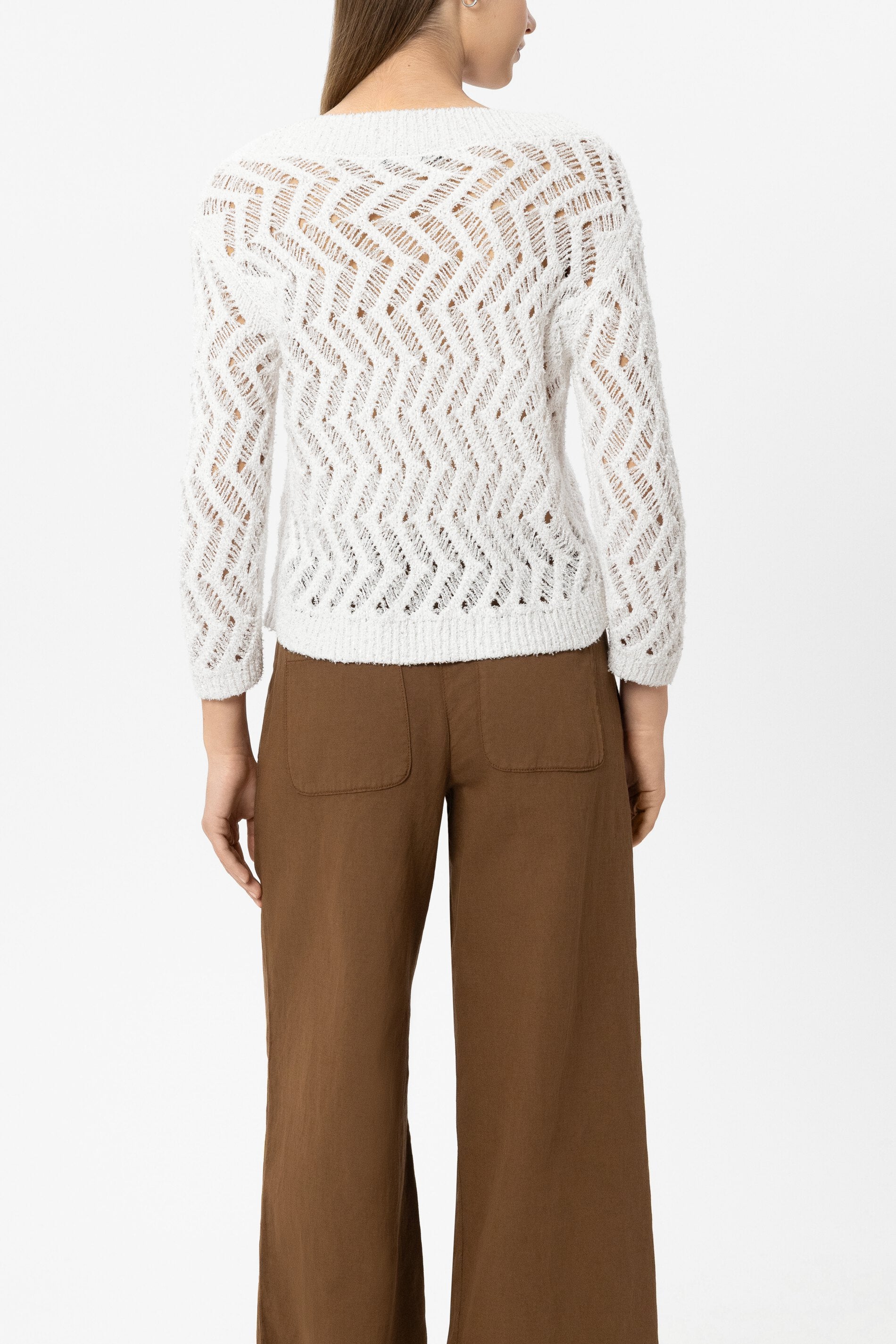 Pailletten-Netzstrick-Pullover - white - Standard | Model Rück