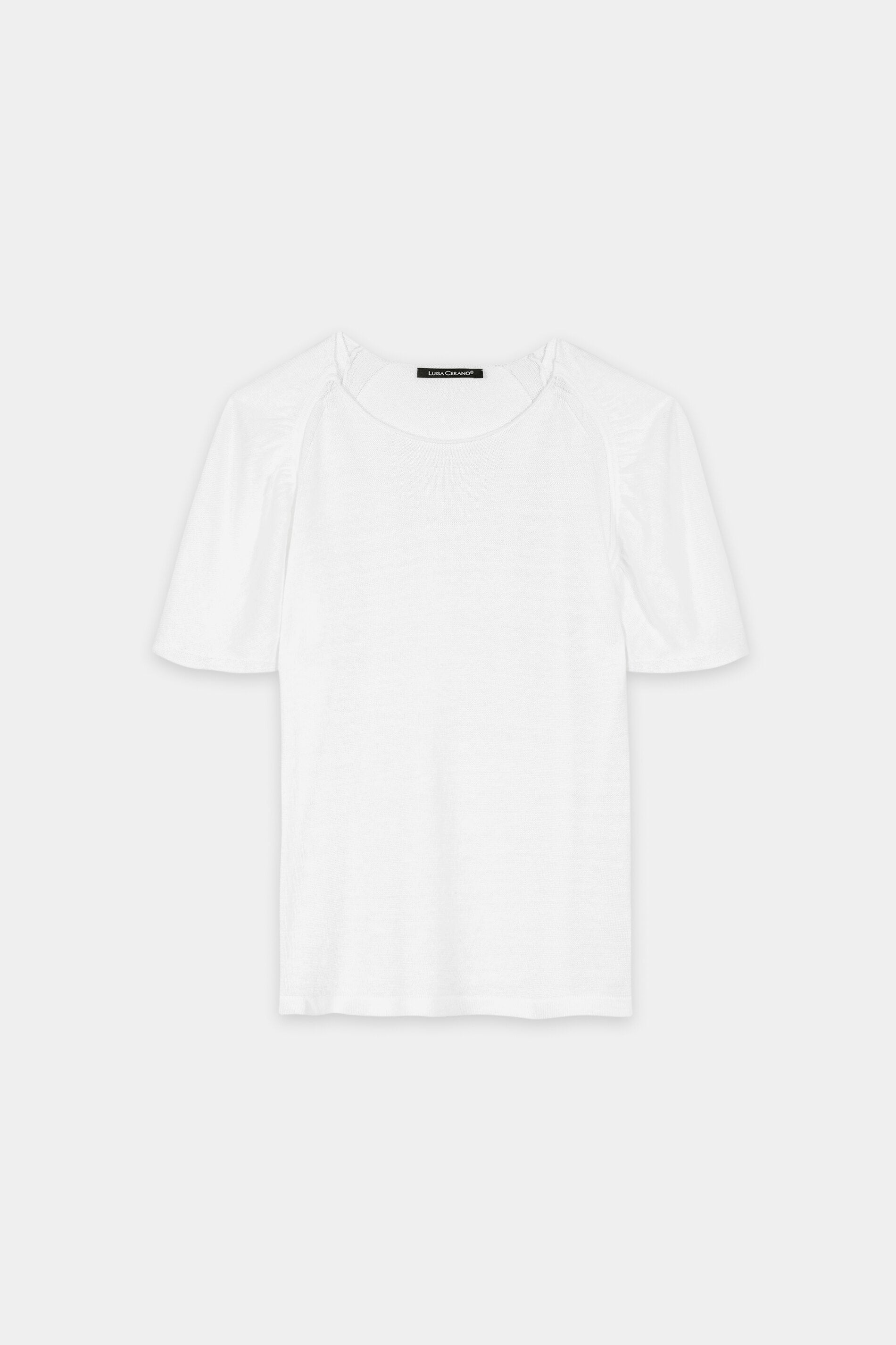 Leinen-Rundhals-Pullover - white - Standard | Artikel Front