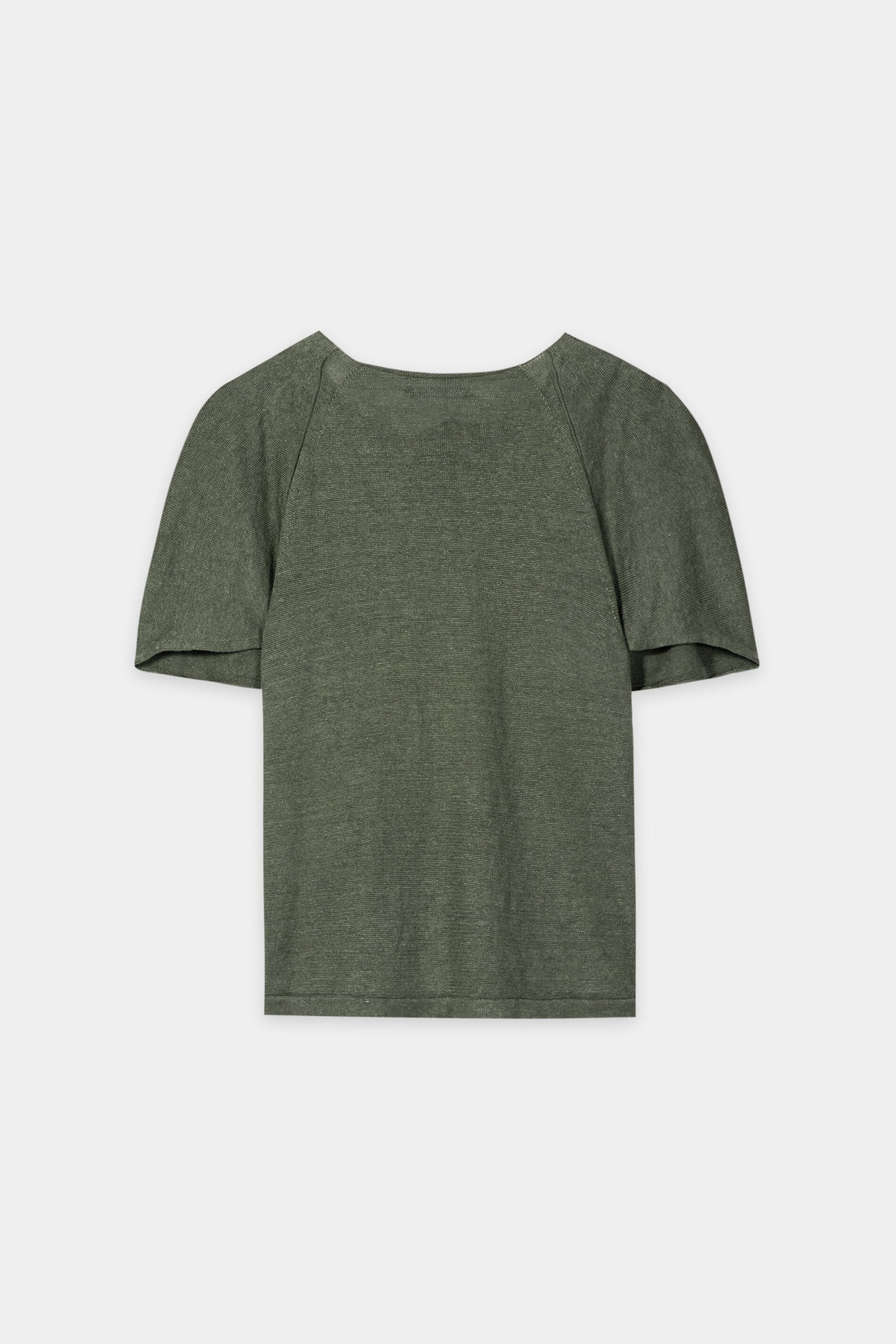 Leinen-Rundhals-Pullover - khaki - Standard | Artikel Rück