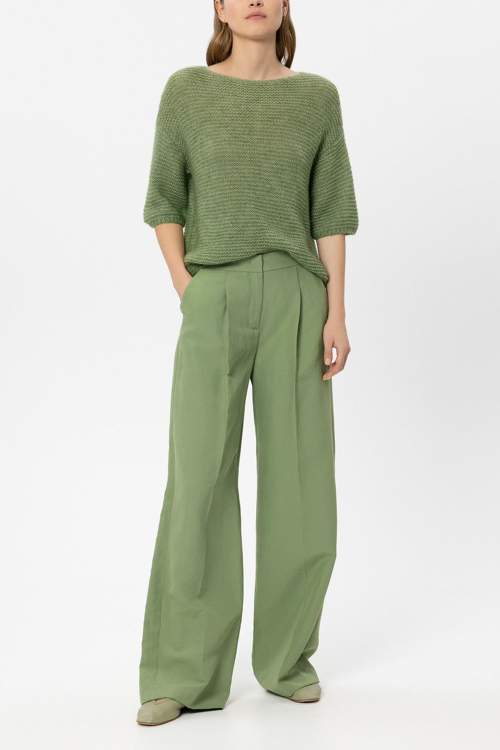 Pull en alpaga mélangé - vert mousse - Standard