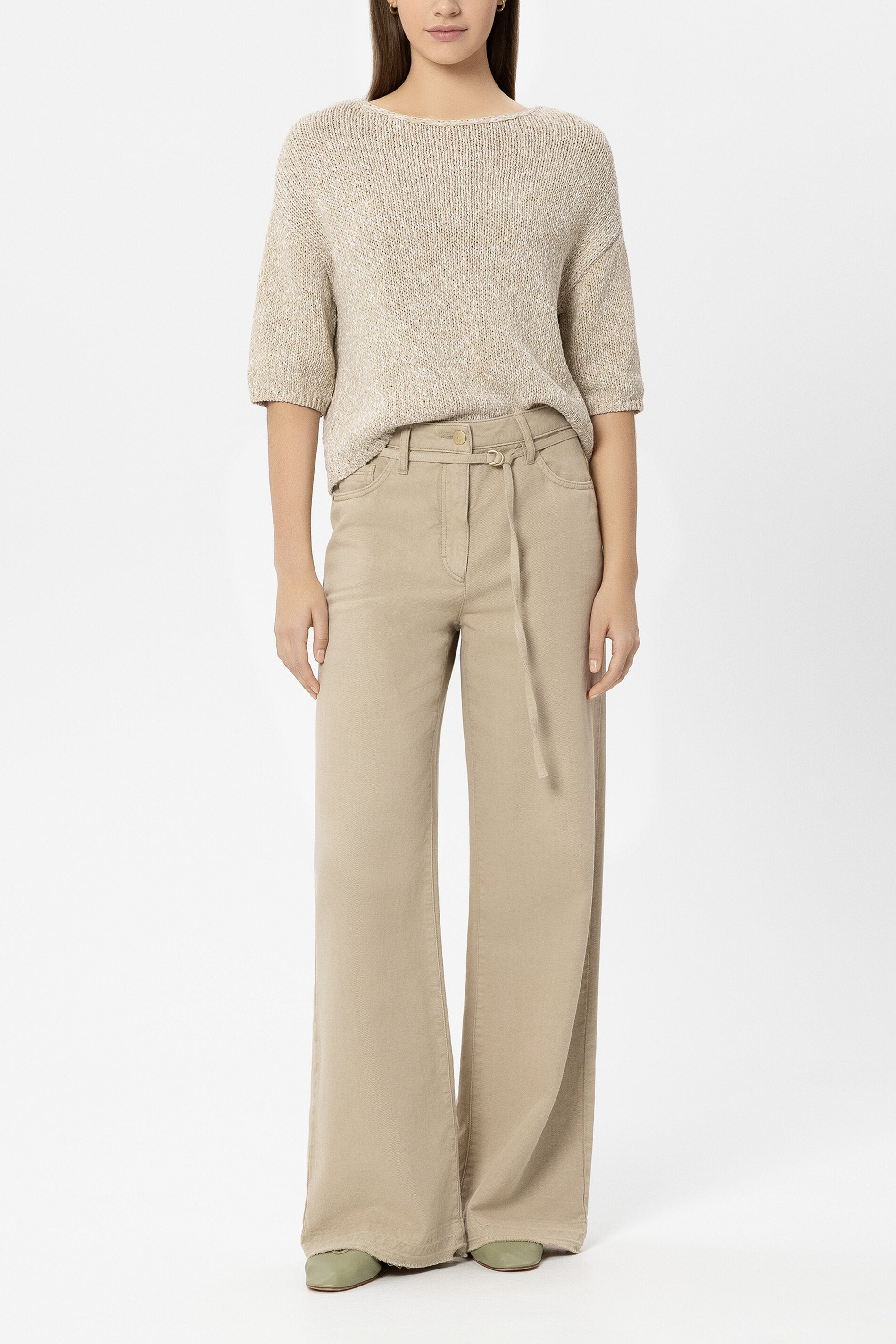 Pullover in Mouliné-Optik - sand - Standard | Model Front