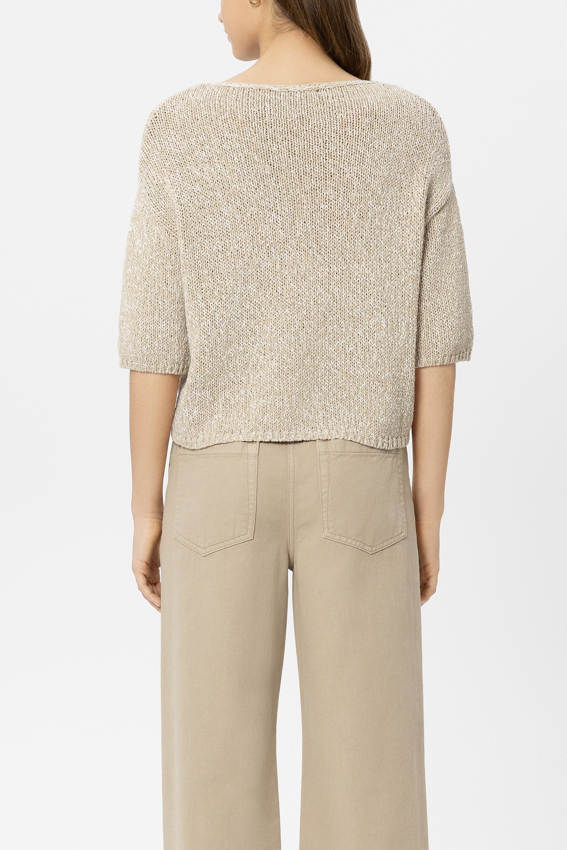 Pullover in Mouliné-Optik - sand - Standard | Model Rück