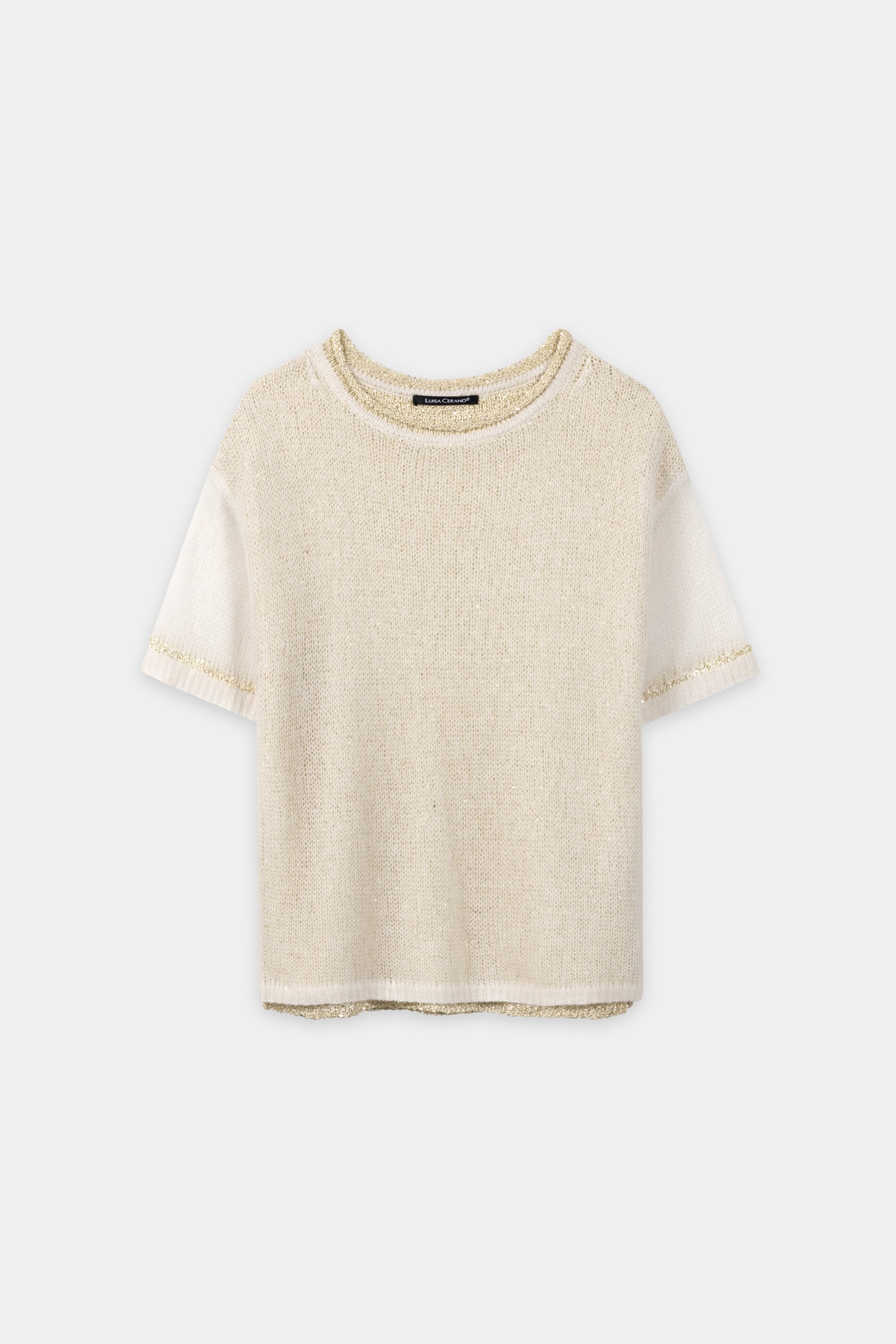 Pailletten-Kurzarm-Pullover - milk - Standard | Artikel Front