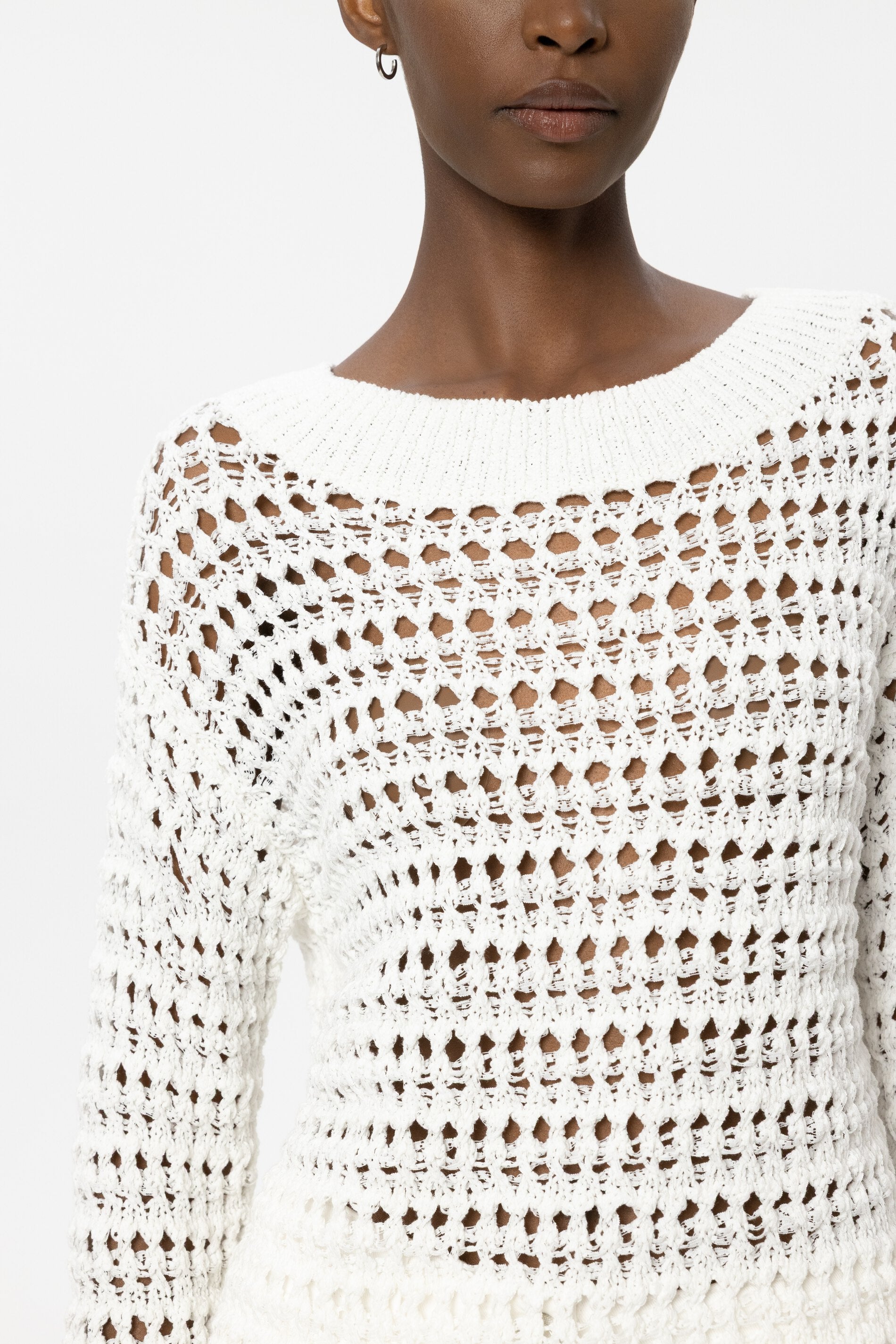 Pullover in Crochet-Optik - white - Standard | Model Detail