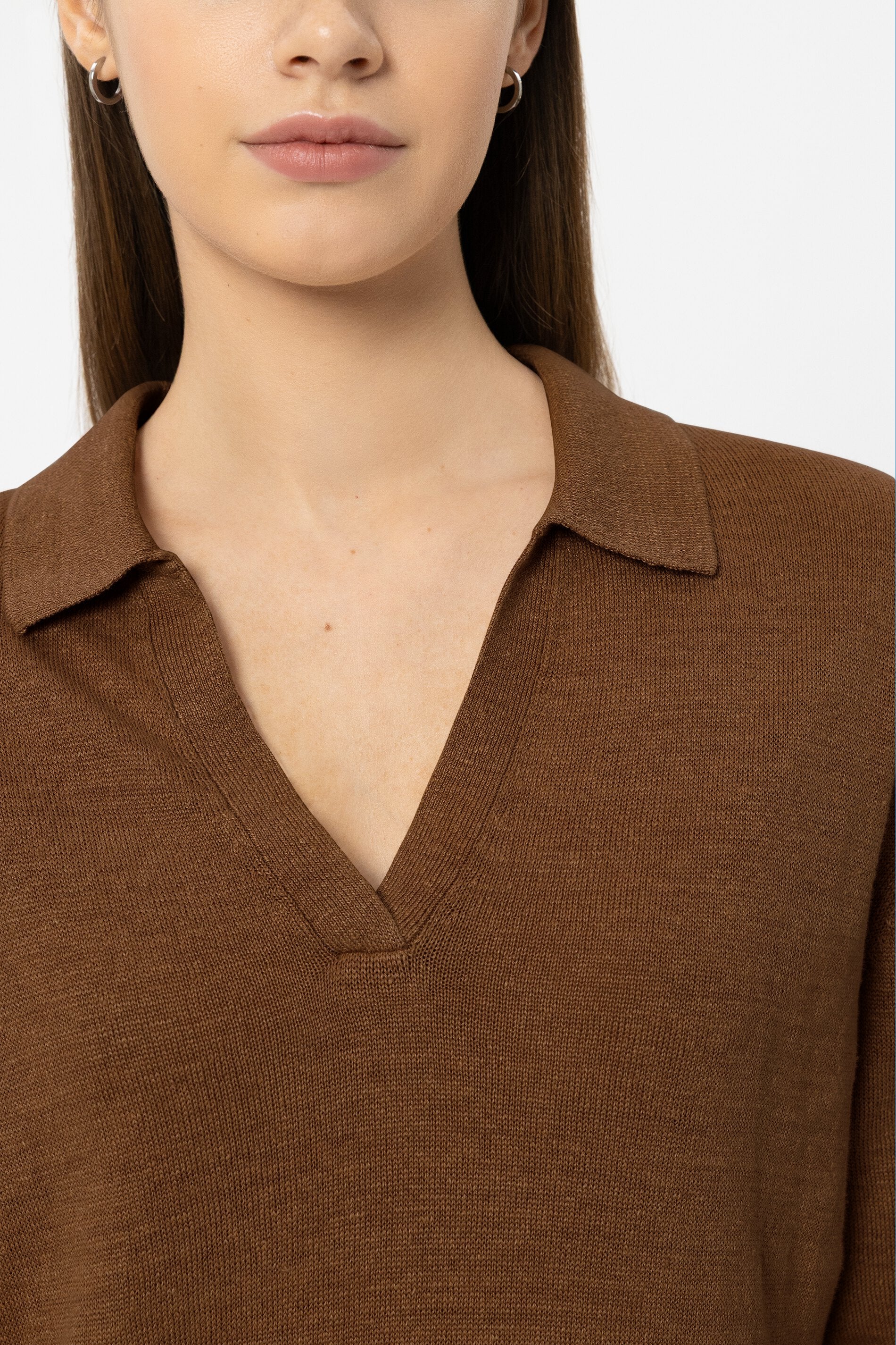 Leinen-Polo - dark terracotta - Standard | Model Detail