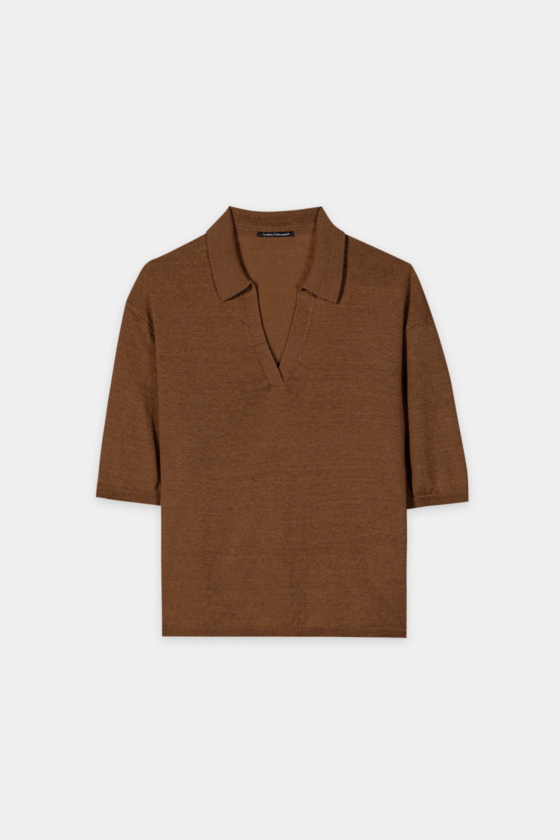 Leinen-Polo - dark terracotta - Standard | Artikel Front