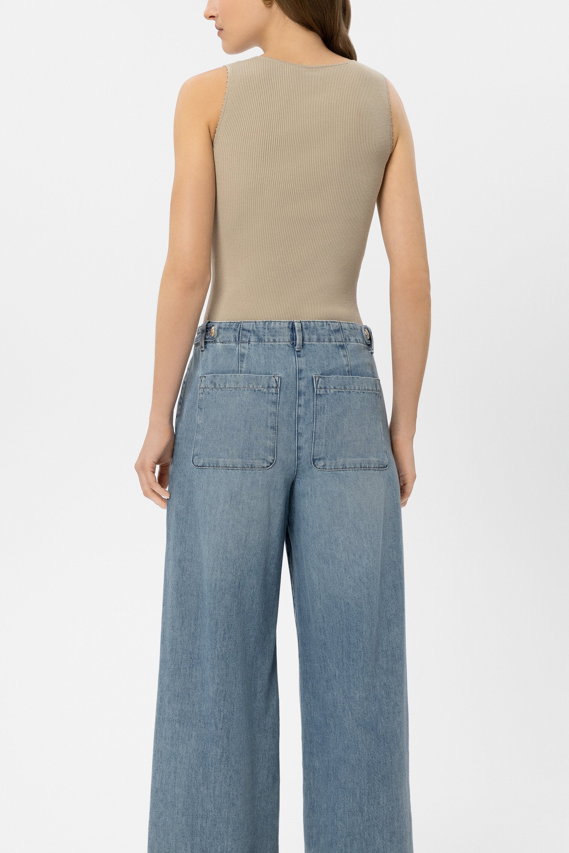 Trägertop mit Picot-Kante - sand - Standard | Model Rück