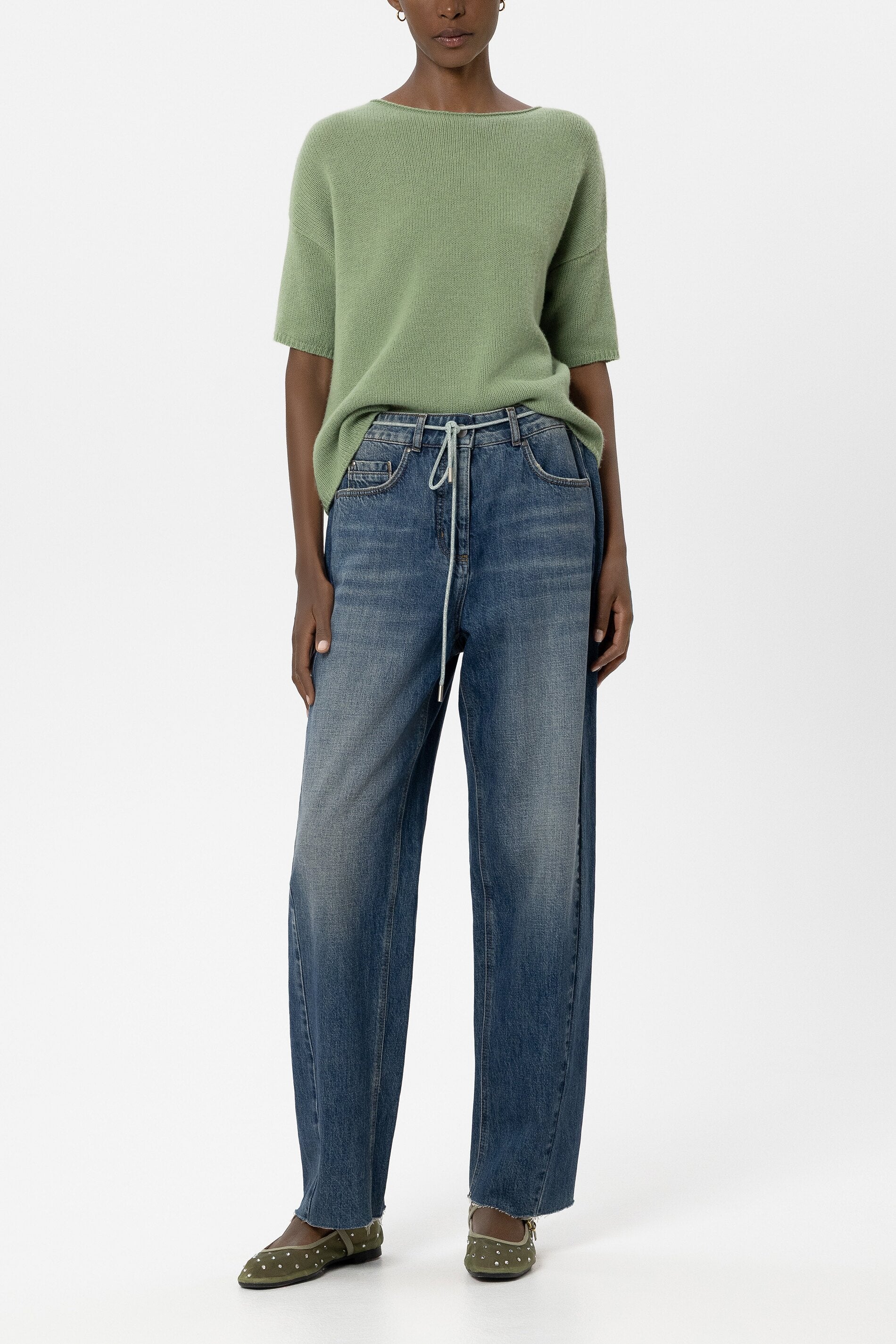 Cashmere-blend sweater - moss green - Standard