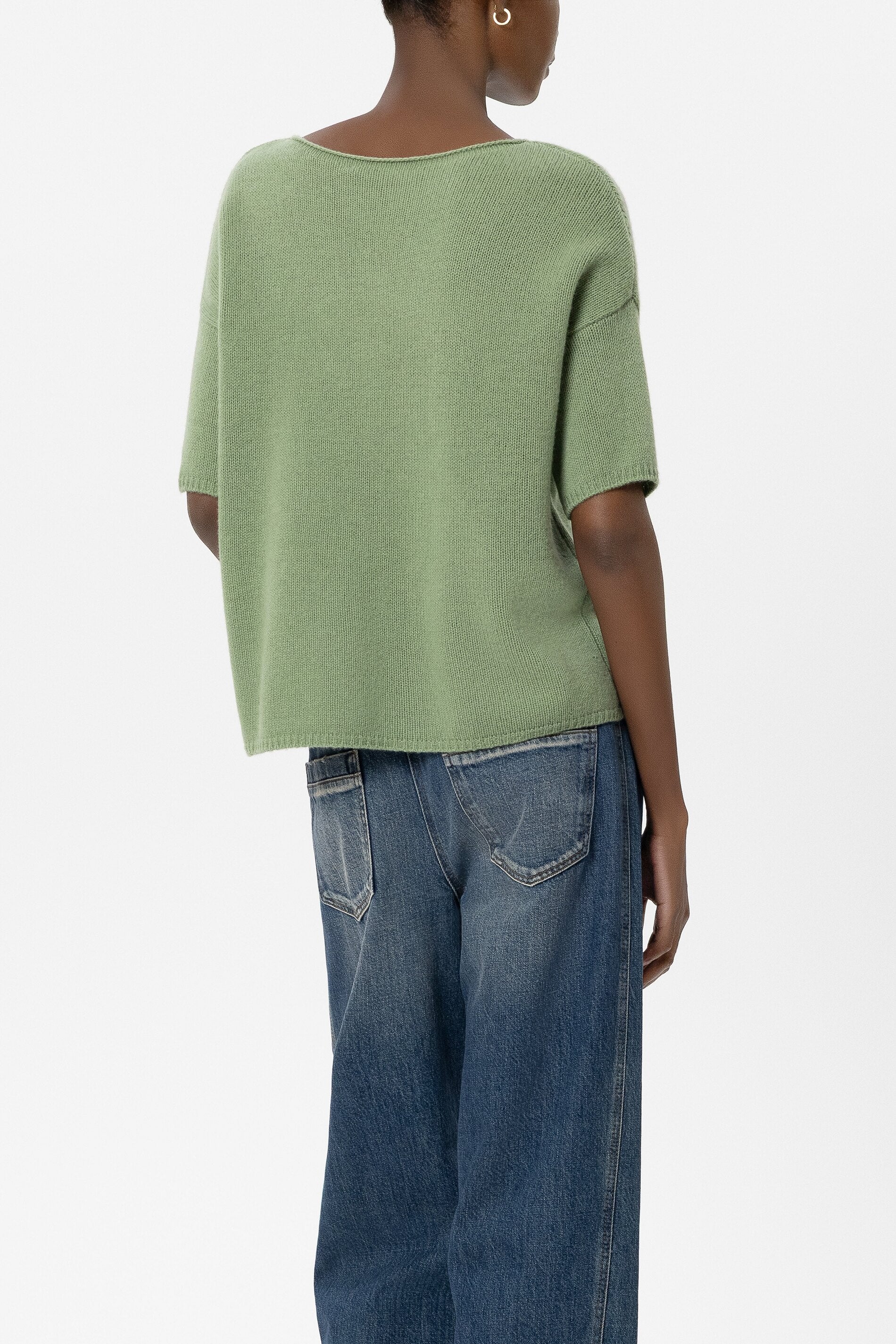Pullover aus Kaschmir-Mix - moss green - Standard | Model Rück