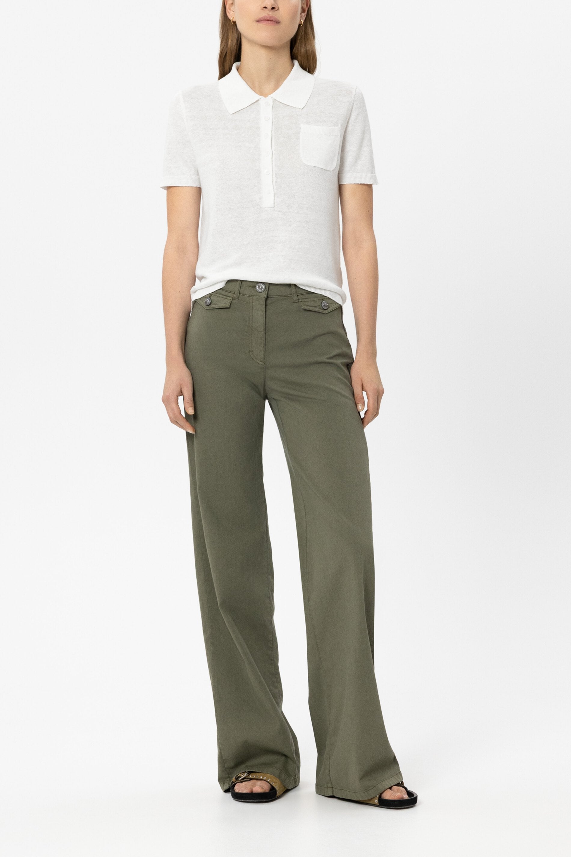 Leinen-Polo - white - Standard | Model Front