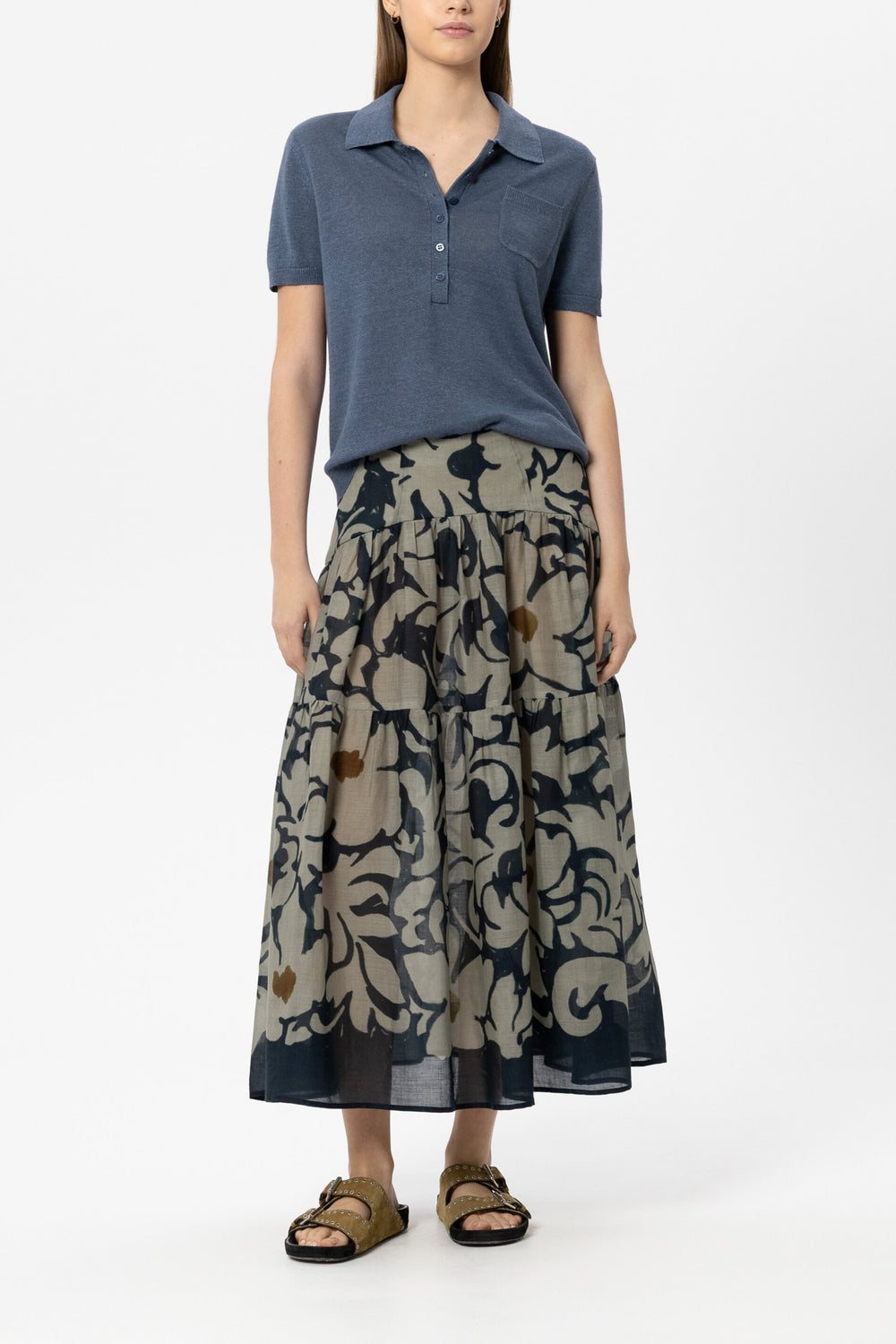 Leinen-Polo - tinted blue - Standard