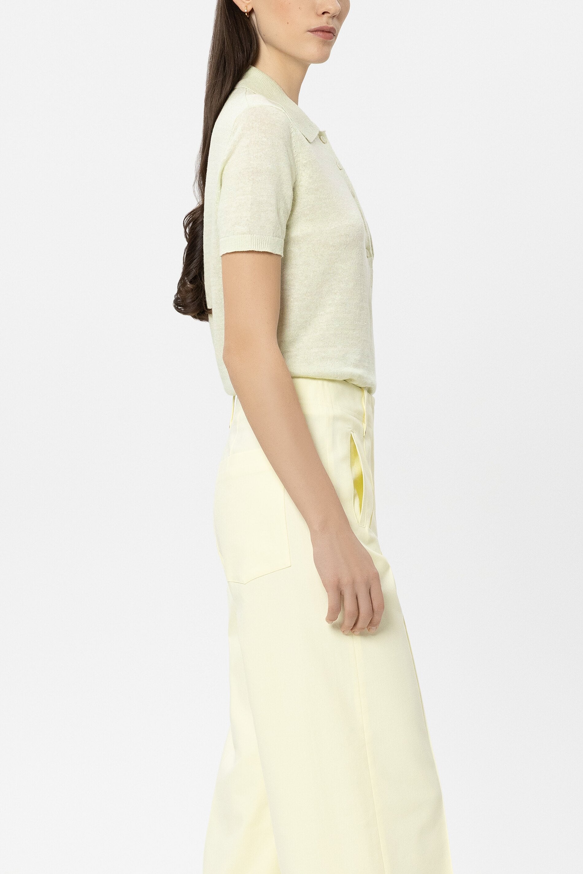 Leinen-Polo - pistachio - Standard | Model Seite