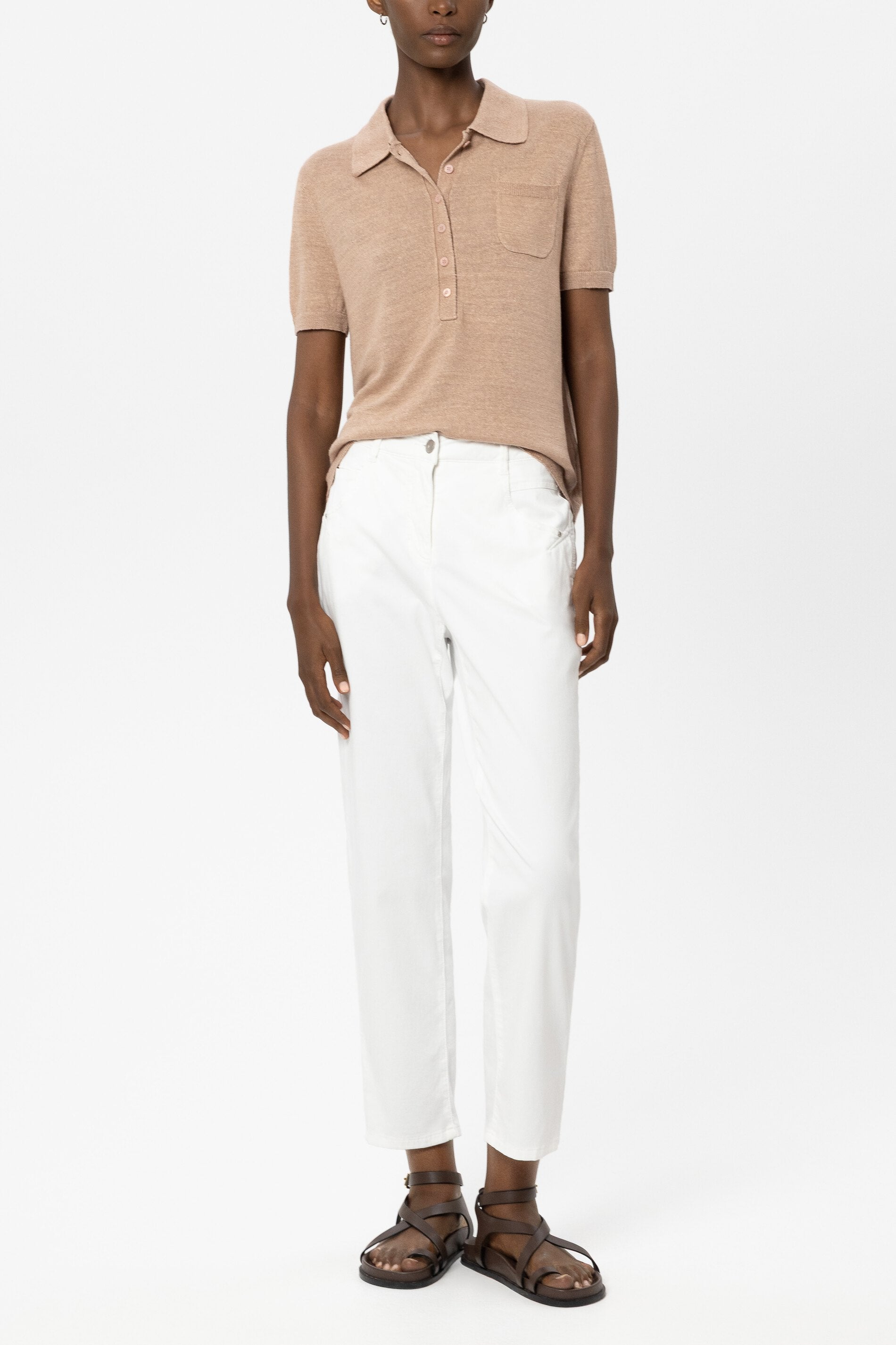 Leinen-Polo - light terracotta - Standard | Model Front