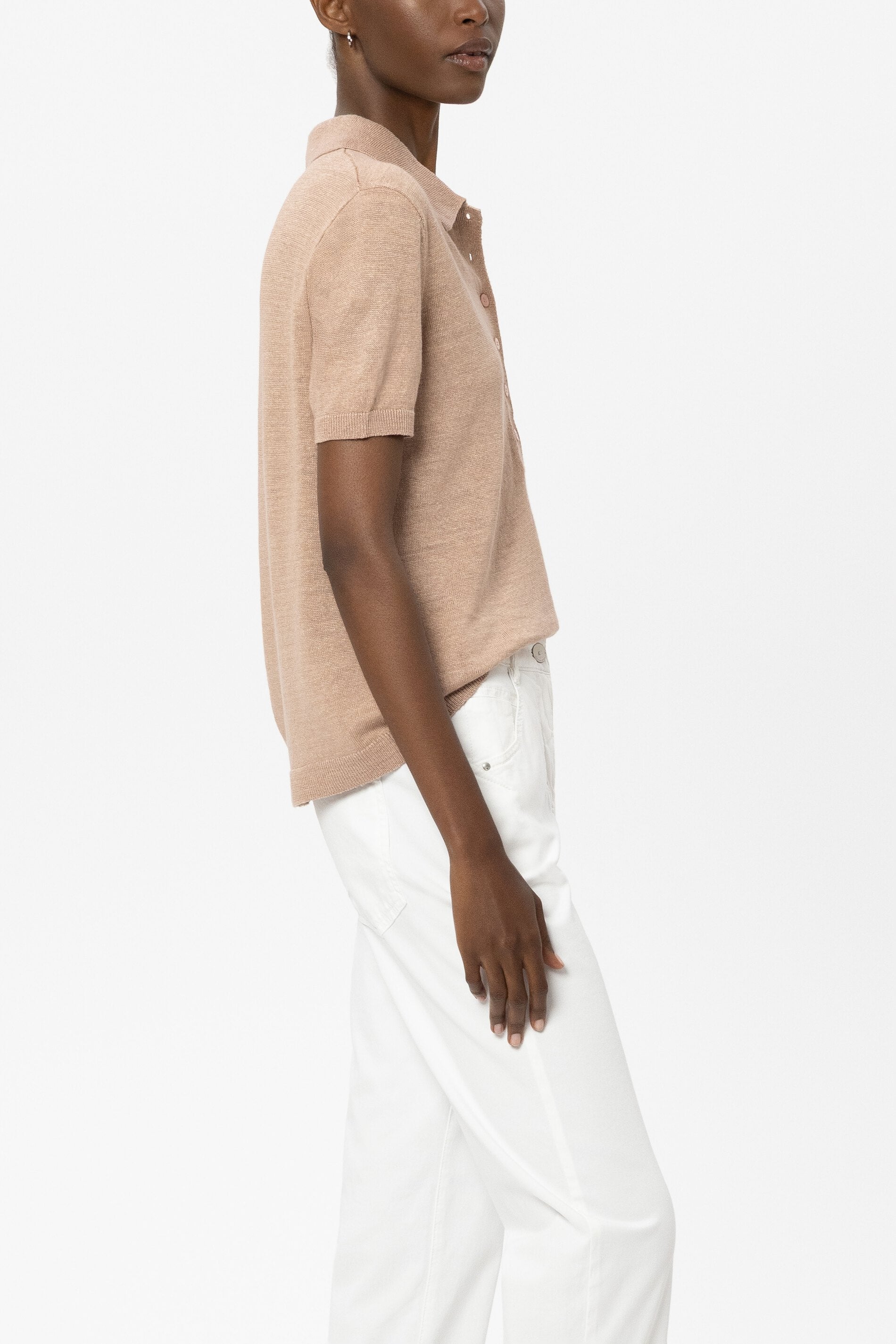 Leinen-Polo - light terracotta - Standard | Model Seite