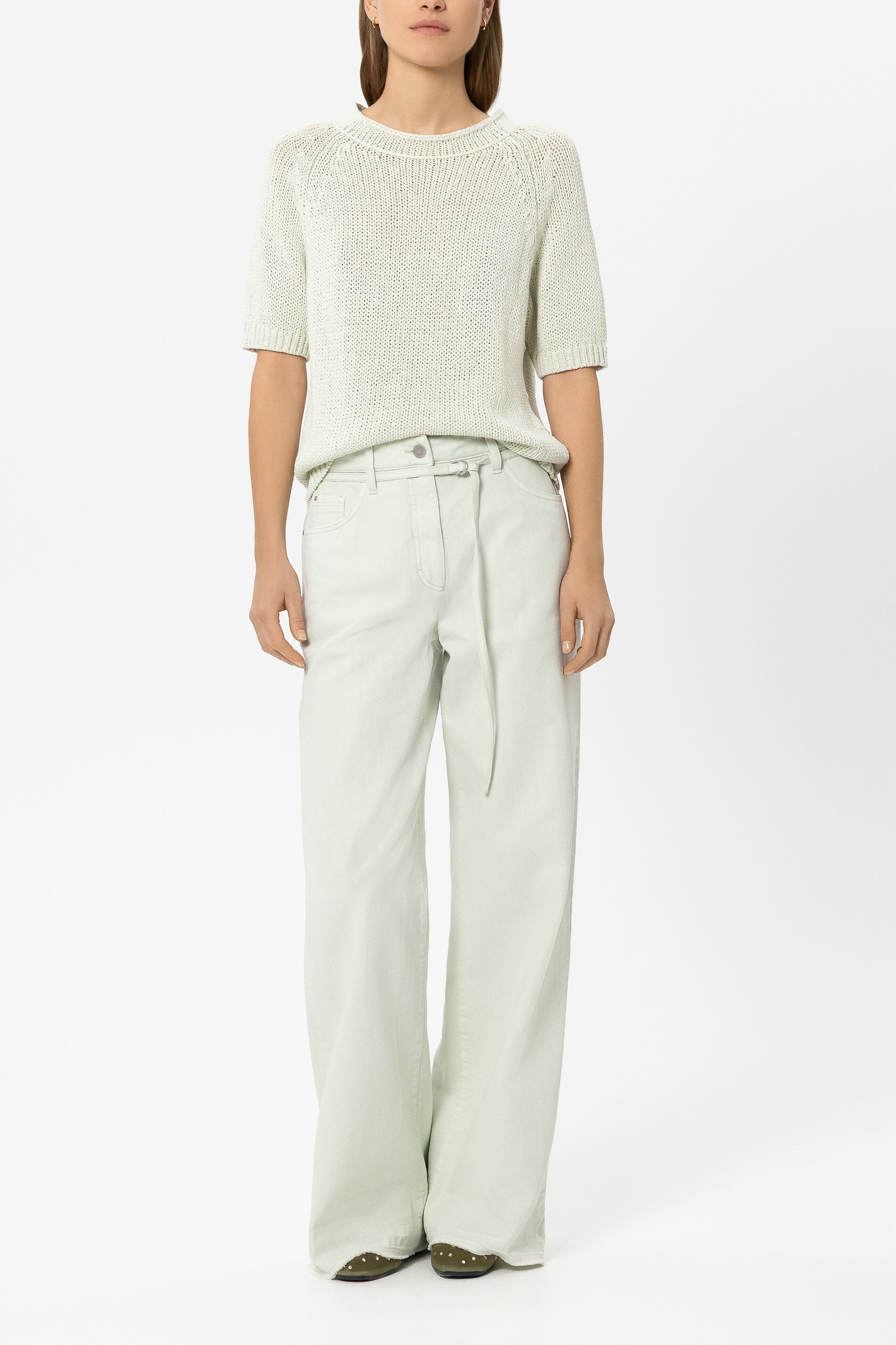 Pullover aus Leinen-Mix - pistachio - Standard | Model Front