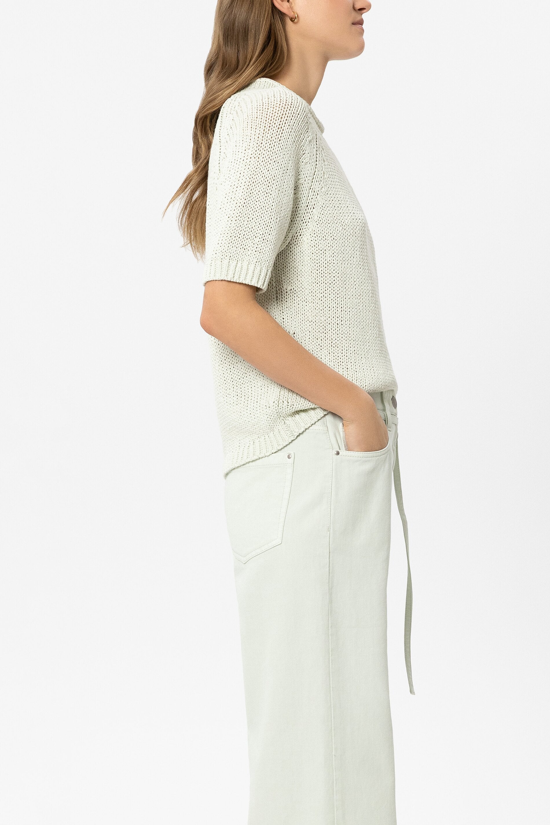 Pullover aus Leinen-Mix - pistachio - Standard | Model Seite