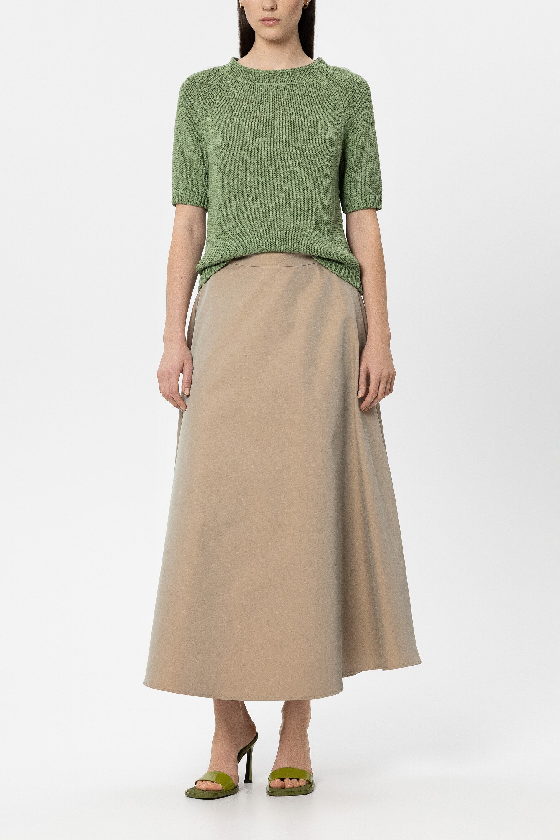 Pullover aus Leinen-Mix - moss green - Standard | Model Front