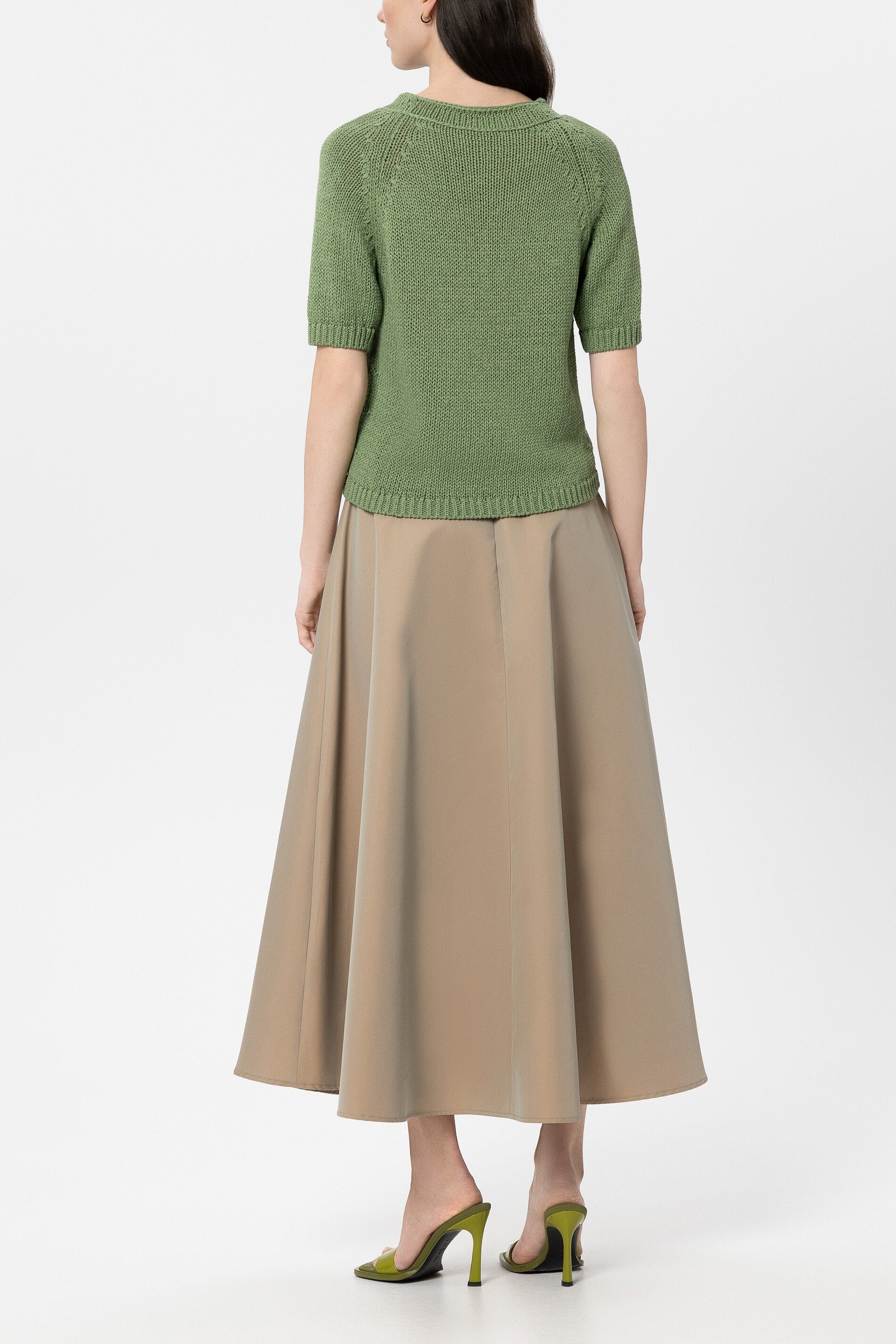 Pullover aus Leinen-Mix - moss green - Standard | Model Rück