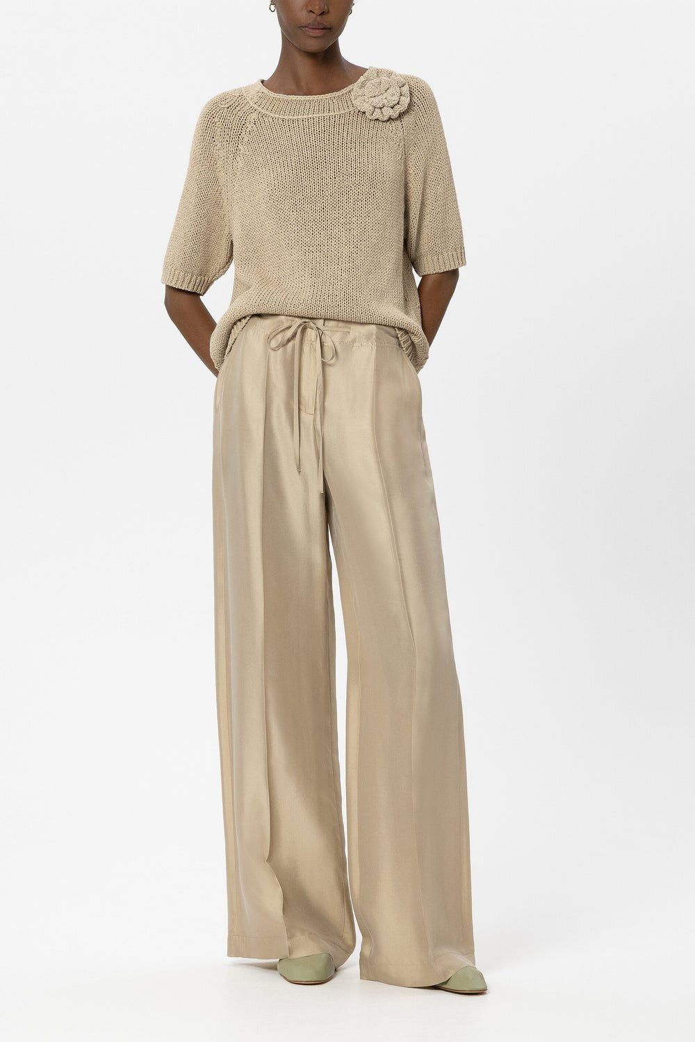 Pullover aus Leinen-Mix - sand - Standard