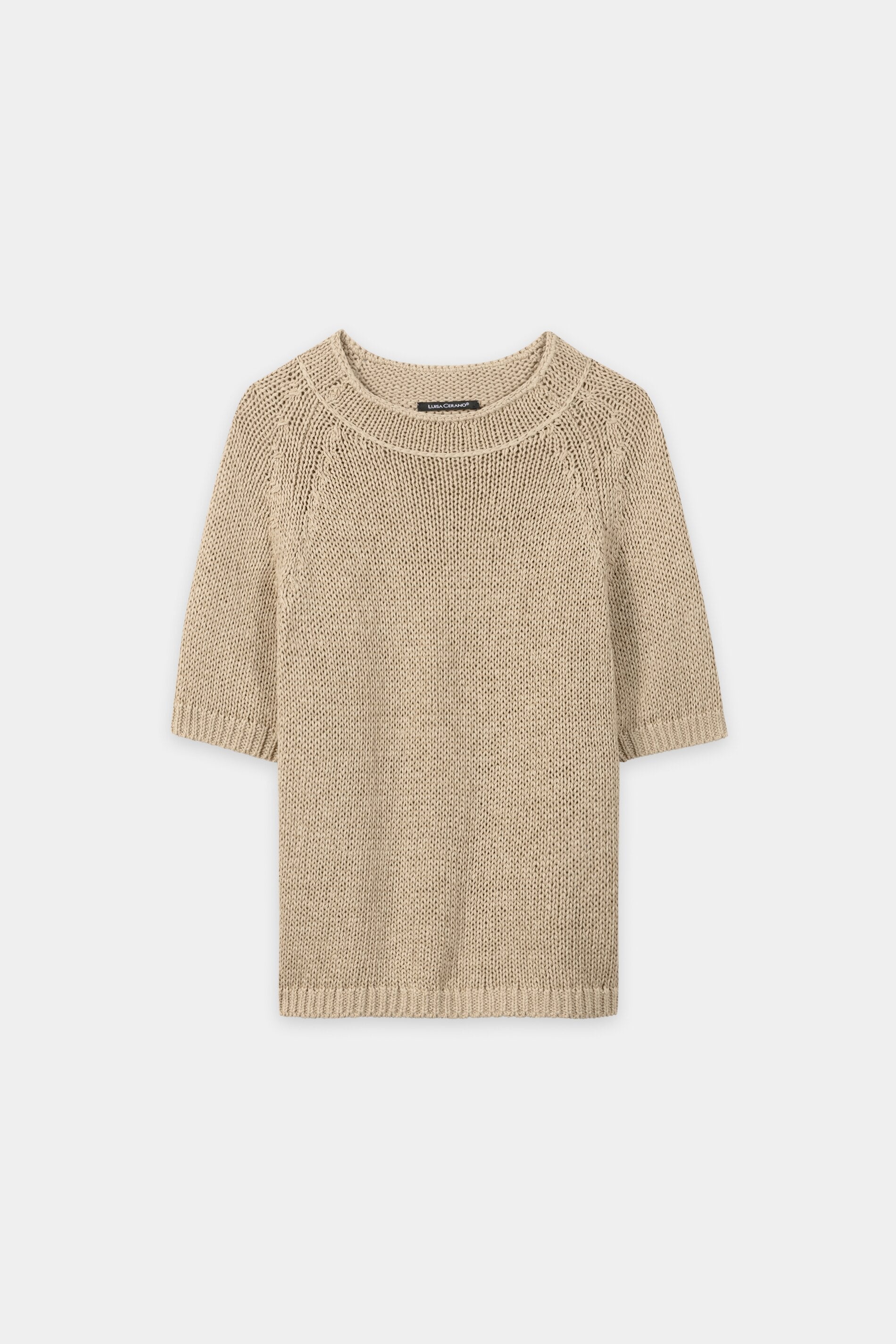 Pullover aus Leinen-Mix - sand - Standard | Artikel Front