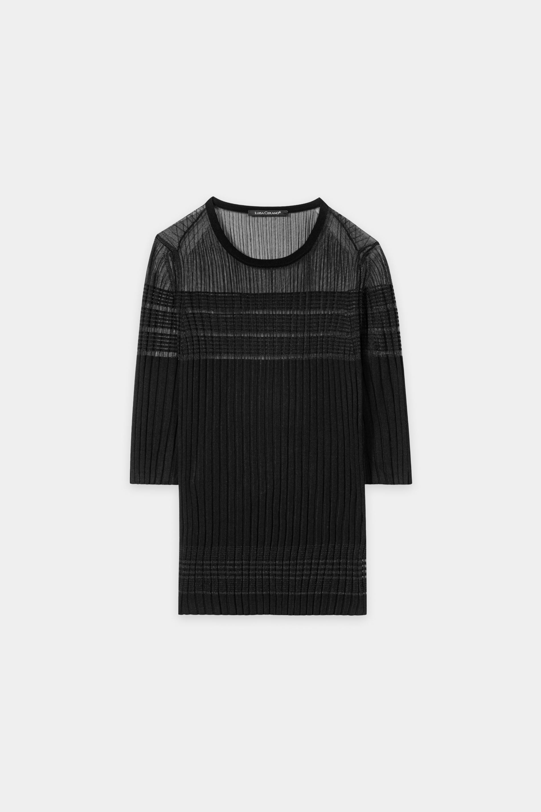 Feinstrick-Ringel-Shirt - black - Standard | Artikel Front