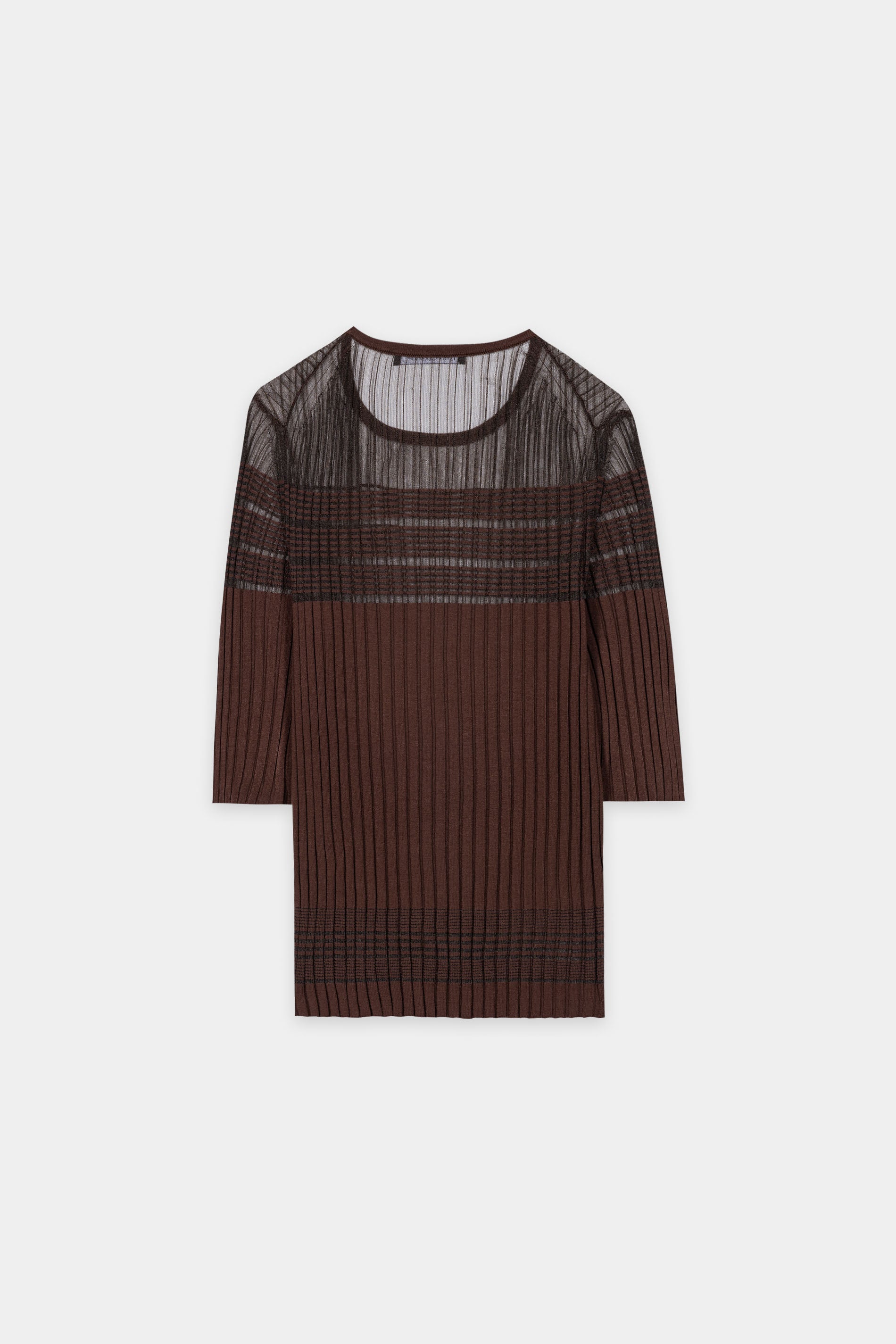 Feinstrick-Ringel-Shirt - marone - Standard | Artikel Rück