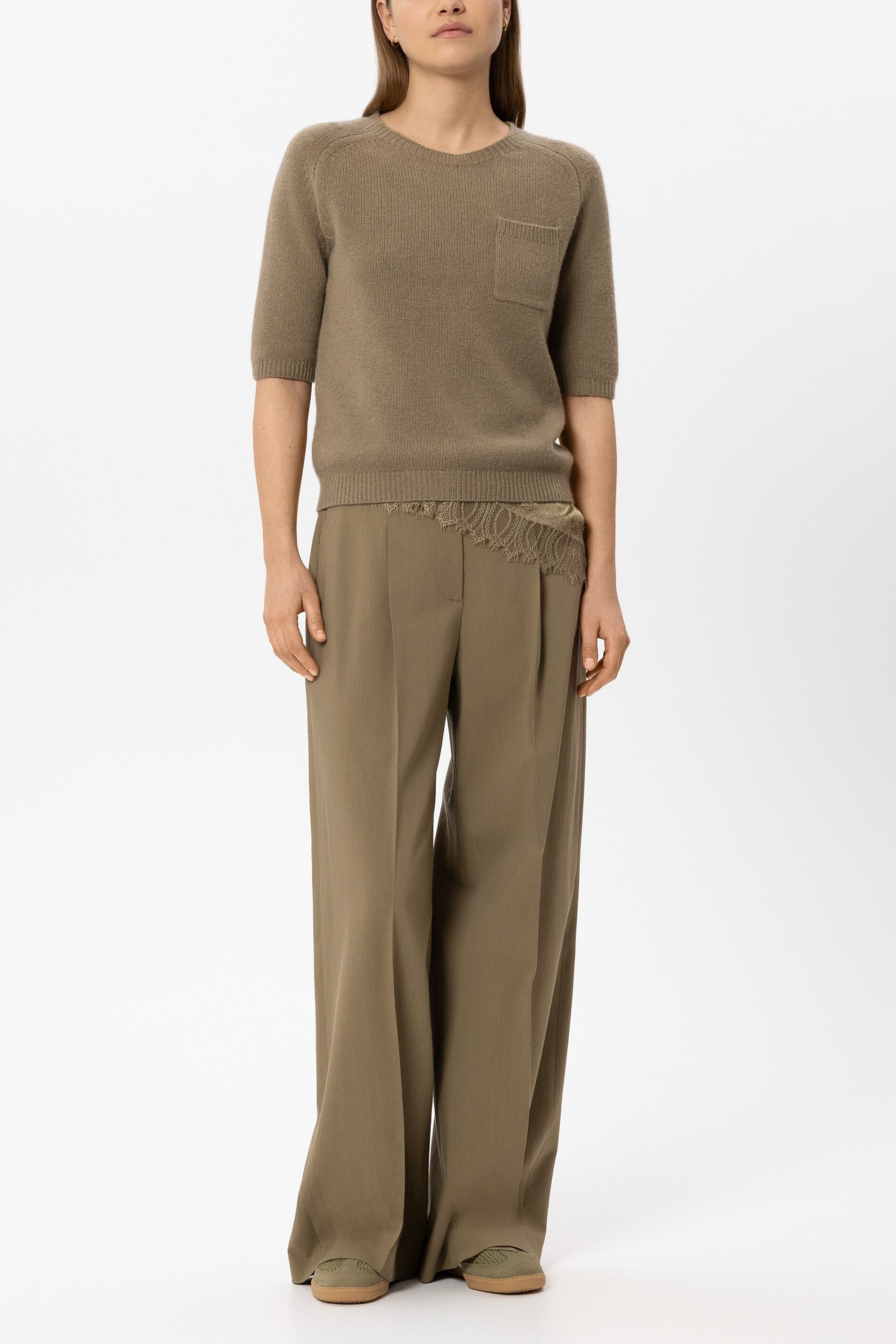 Pullover aus Kaschmir-Mix - salbei - Standard | Model Front