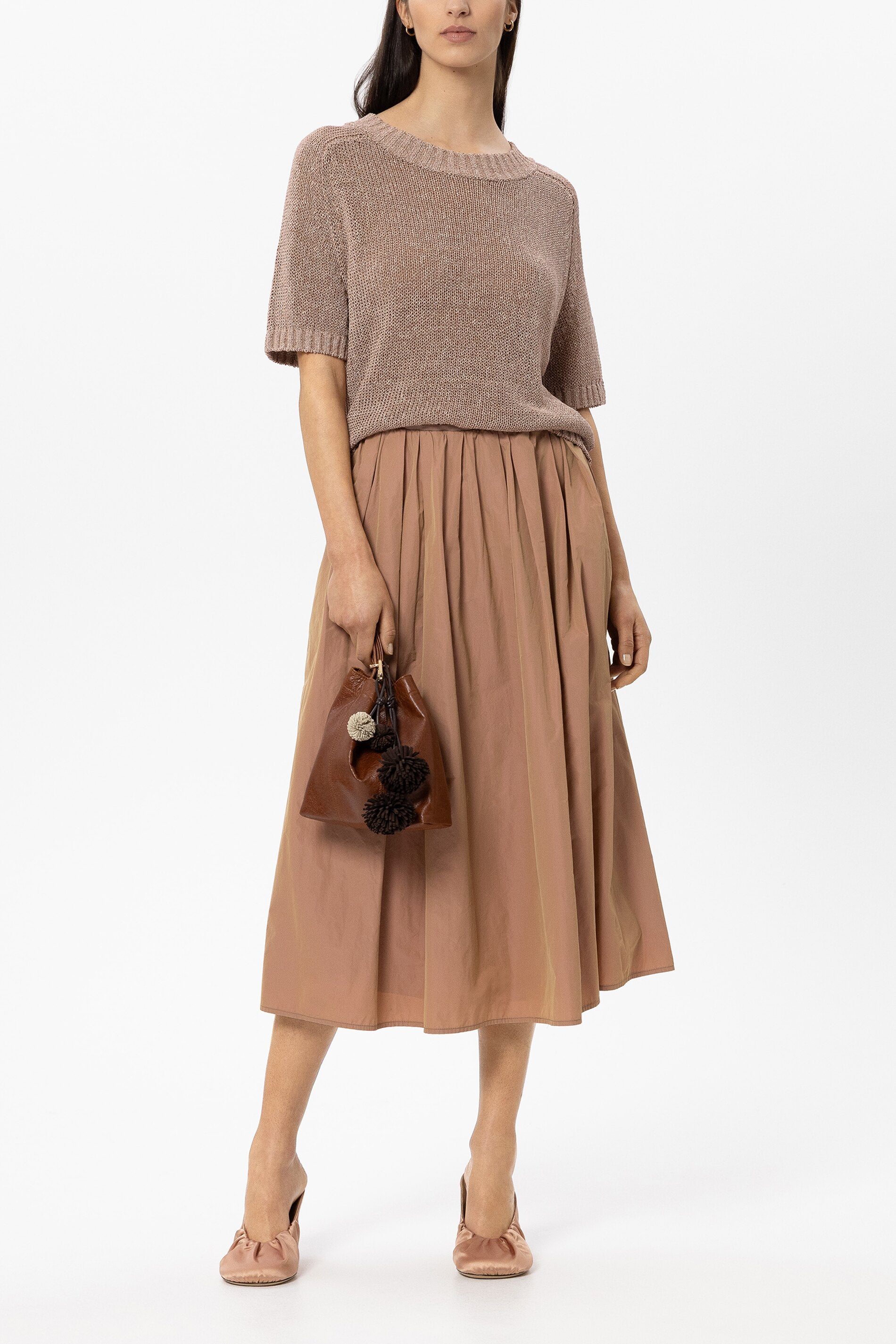 Pullover aus Leinen-Mix - nude - Standard | Model Front