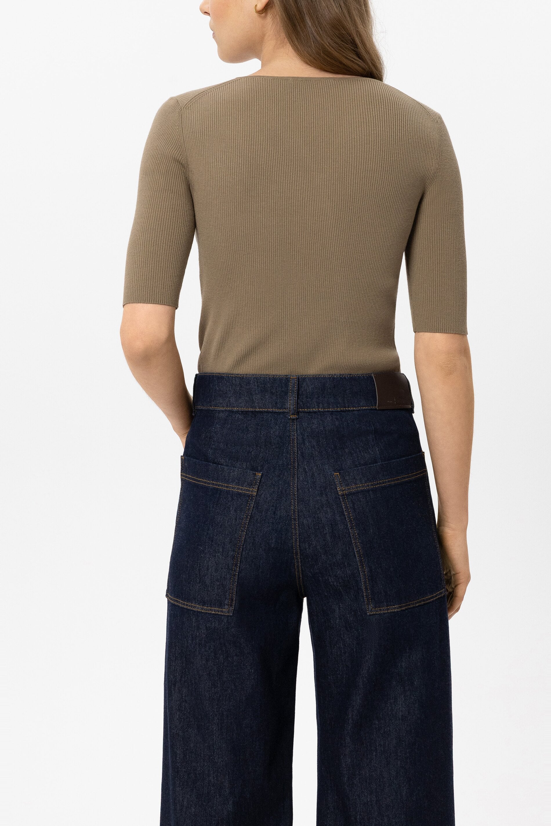 Feinstrick-Pullover - salbei - Standard | Model Rück