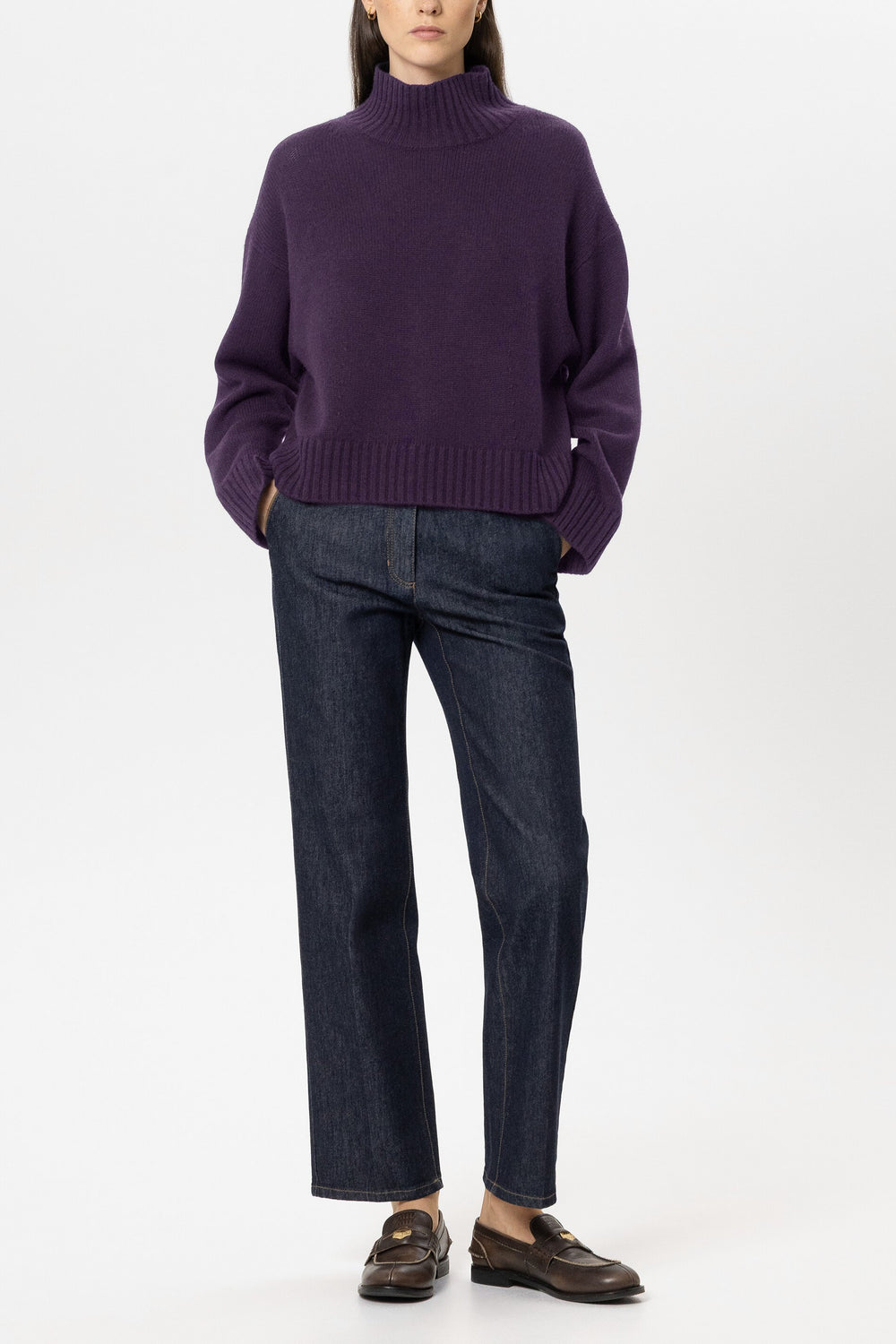 Turtleneck aus Woll-Mix - plum - Standard
