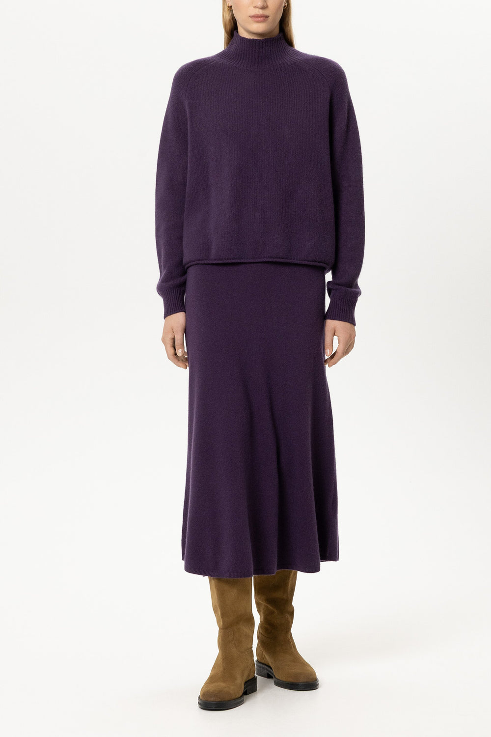 Turtleneck aus Kaschmir-Mix - plum - Standard
