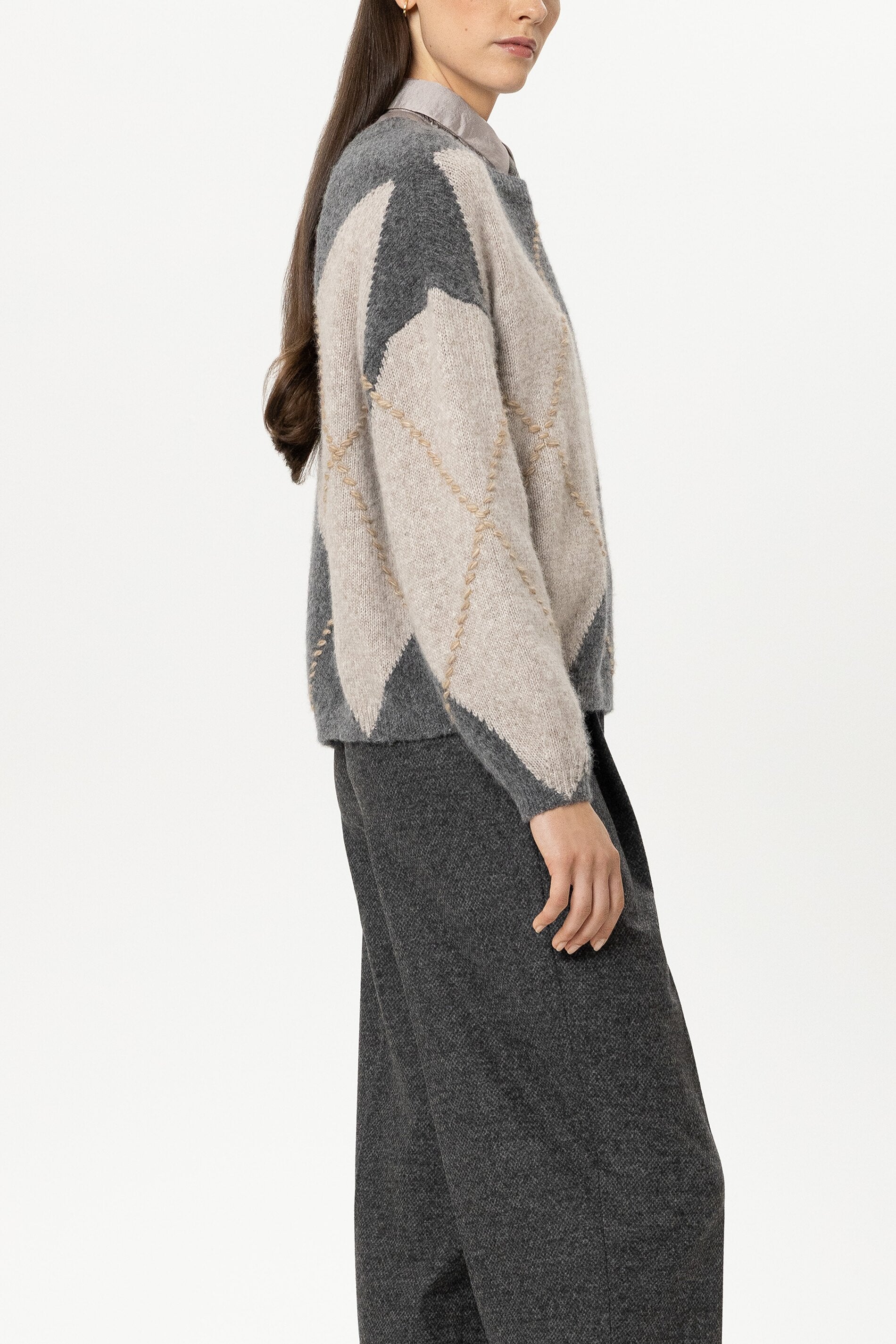 Alpaka-Mix-Pullover mit Muster - multi - Standard | Model Seite